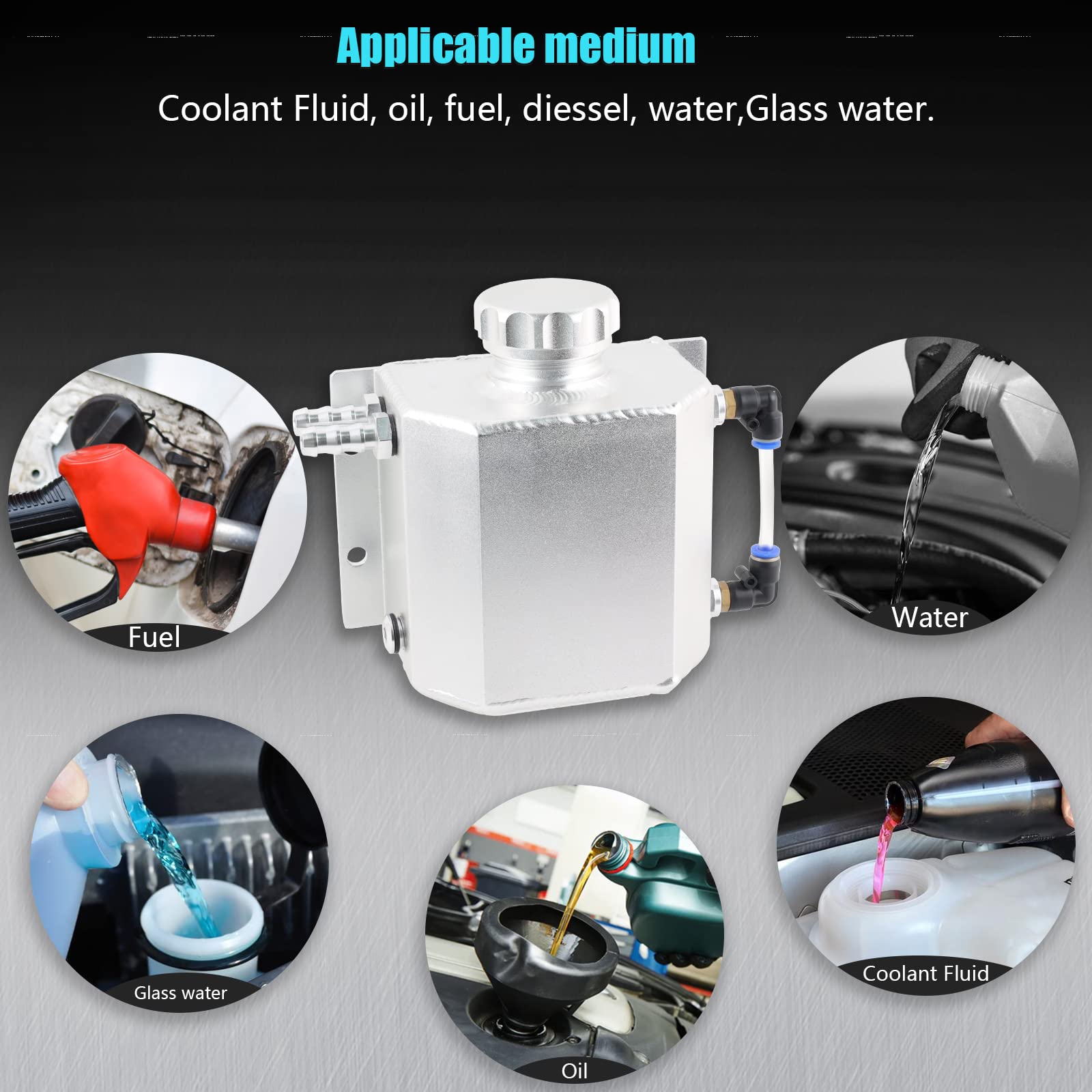 BAGARAATAN Universal 1L Coolant Radiator Tank,Coolant Overflow Tank radiator Overflow Tank,Expansion Tank Recovery Water Tank Re