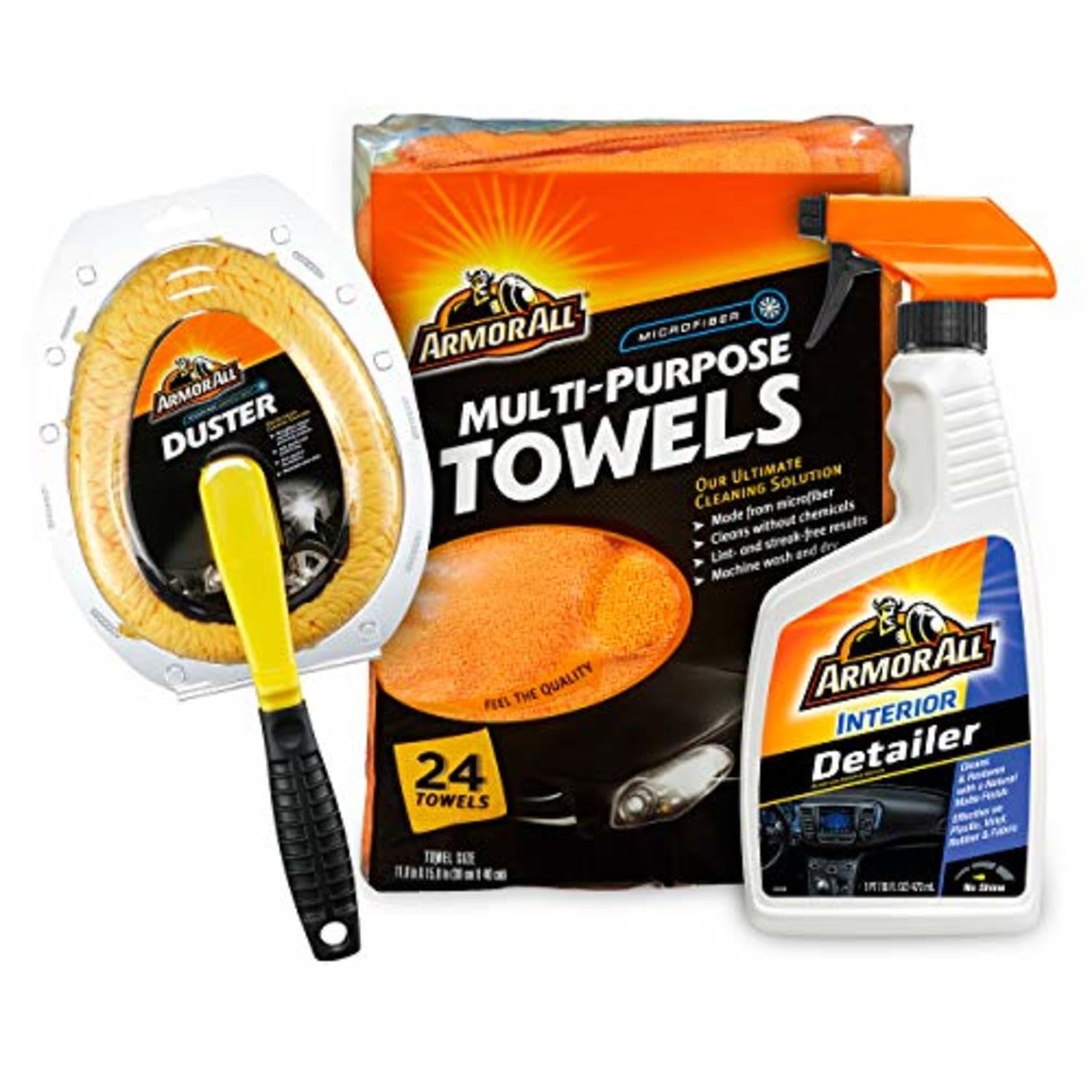 Armor All Interior Car Cleaning Kit, Interior Detailer Spray with Microfiber Towels and Microfiber Duster, 16 Fl Oz (3 Piece Kit