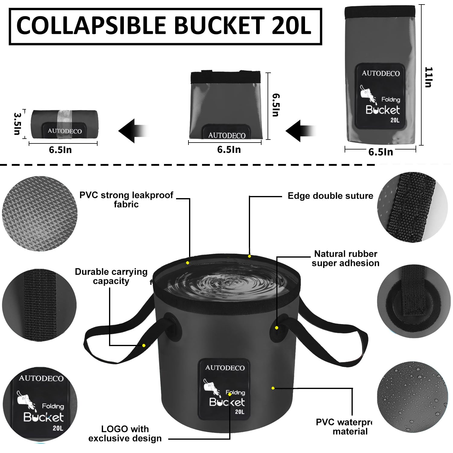 Autodeco 41Pcs Car Cleaning Wash Kit Interior Detailing Cleaner Kit With High Power Handheld Vacuum, Collapsible Bucket, Windshi