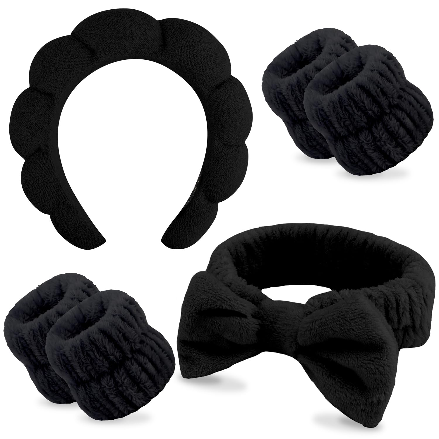 Chanaco Spa Headband  Khaki  Beige - Soft & Comfortable Microfiber Facial Headband for Women  Washing Face  Makeup  Skincare  Yoga  Shower  Party  Sleepover & Gifts - Set of 1 Headband & 4 Wristbands-New