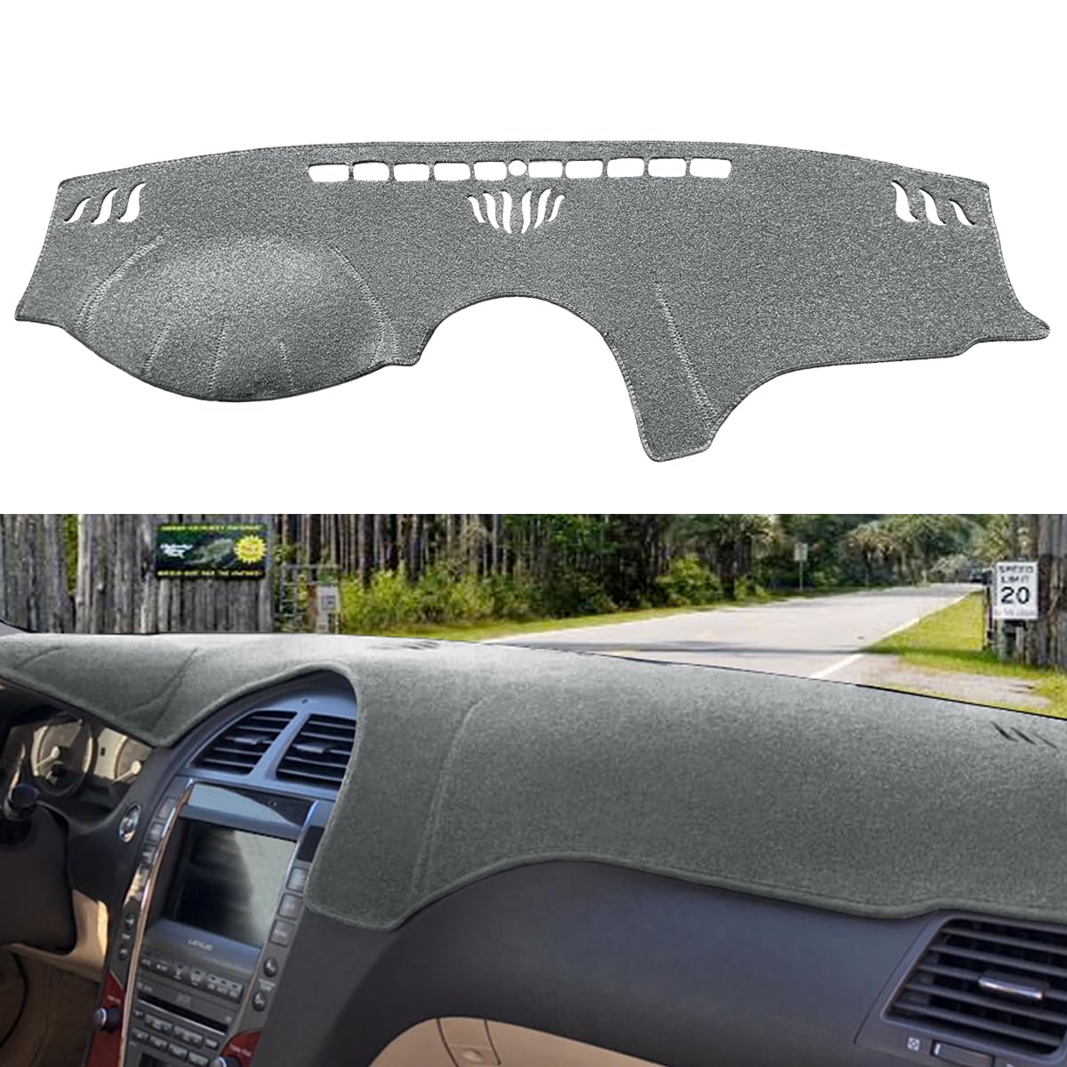 Dash Cover Mat Custom Fit For Lexus Es350 2007-2012, Dashboard Cover Pad Carpet Protector (Charcoal Gray) F117