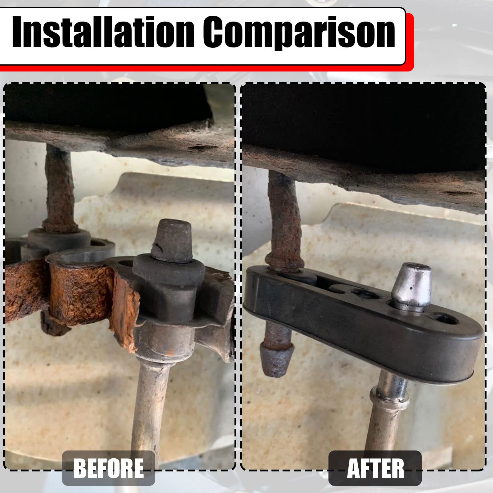 2Pcs Exhaust Hanger Rubber 4 Holes Adjustable Insulator Bushing Rubber Insulator High Density & Anti-Corrosion Rubber Universal