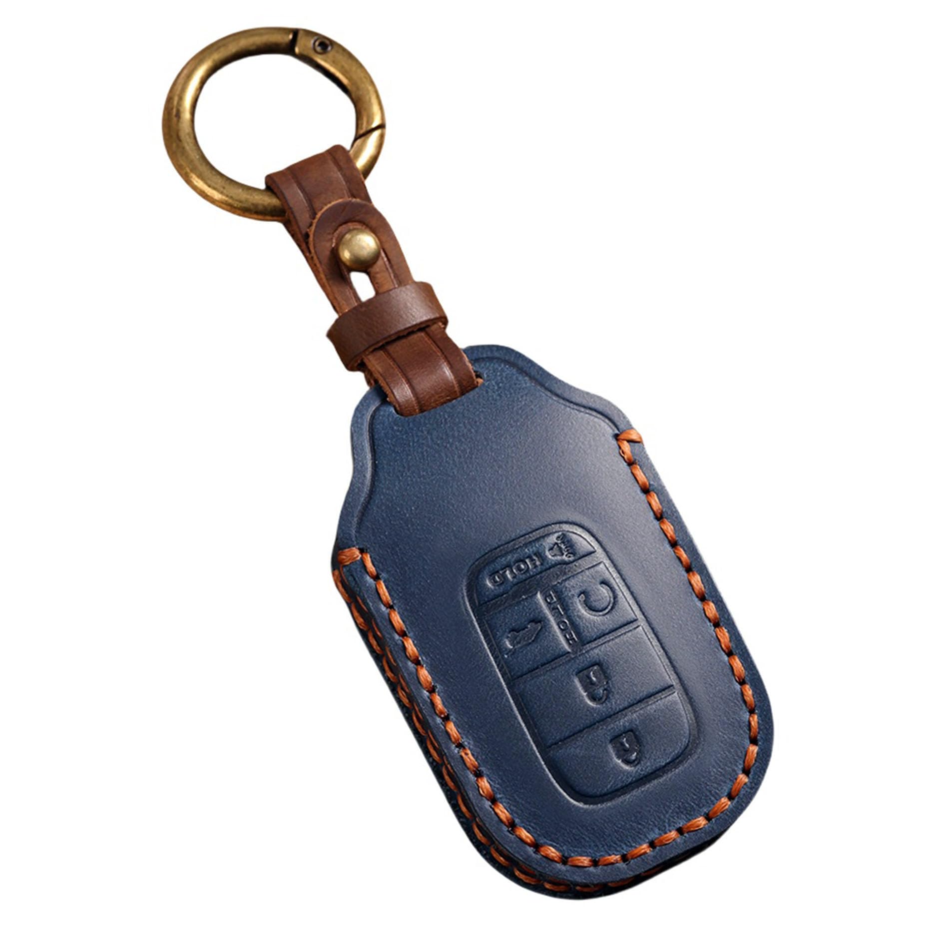 Hontumax Vintage Leather 5-Button Key Fob Cover Case for Honda Civic Accord CRV HRV Pilot 2023 2024 2025, Handmade Crazy Horse L