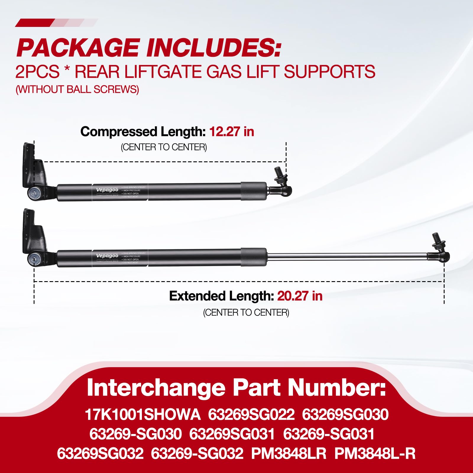 Vepagoo Liftgate Tailgate Rear Door Hatch Struts Compatible With 2014-2018 Subaru Forester 2.0L 2.5L Gas Shock Hatchback Support