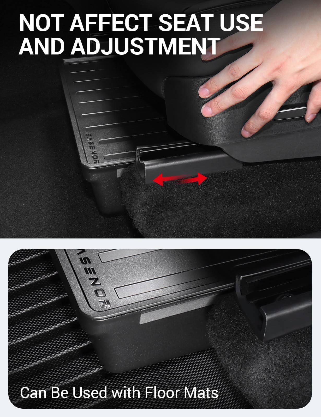 Basenor Upagreted Tesla Model Y Under Seat Storage Box, Waterproof Hidden Organizer Tray Underseat Bins With Lid Cover Storage A