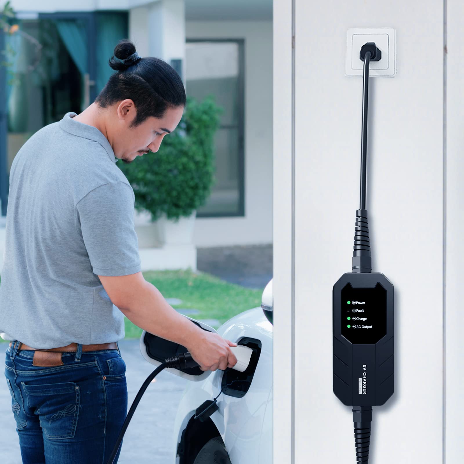 Megear Skysword ? Level 1 Ev Charger (110V, 16A, 25Ft), Evse Home Electric Vehicle Portable Charging Station (Nema 5-15 Plug)