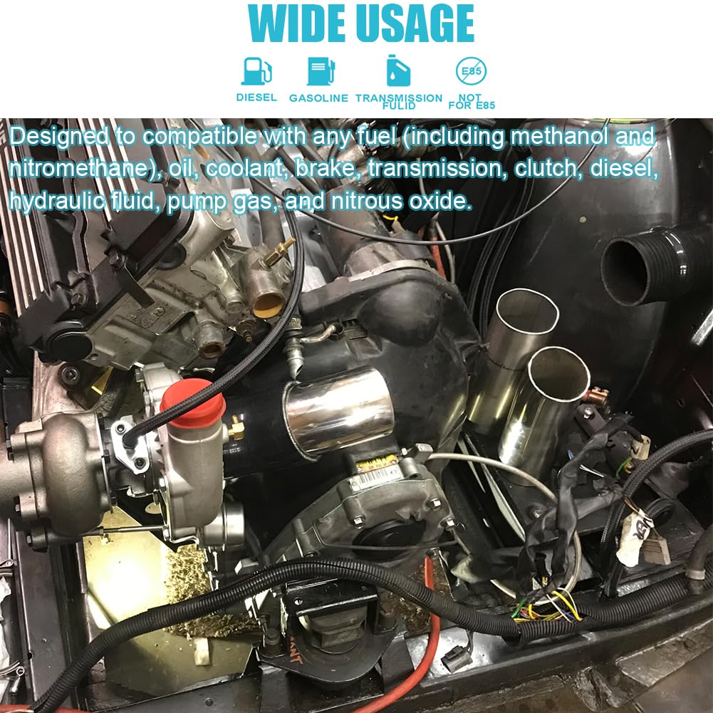 Byredio 10An Hose - An10 Fuel Line 10Ft Stainless Steel Nylon Braided 500 Psi Transmission Lines For Oil, Cooler, Brake, Transmission, Clutch, Fluids, Gas