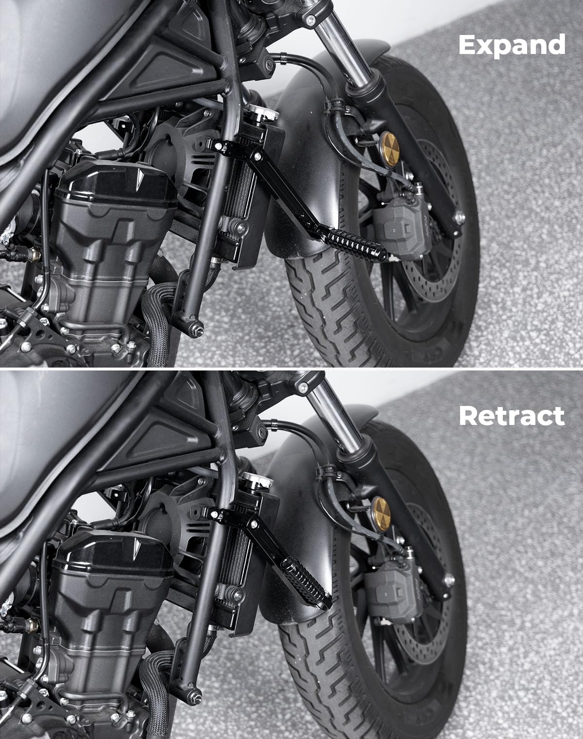 KEMIMOTO Universal Motorcycle 7/8-1.25'' Highway Pegs Adjustable Footpeg Kit Compatible with 22-32 mm diameter frame bars & cras