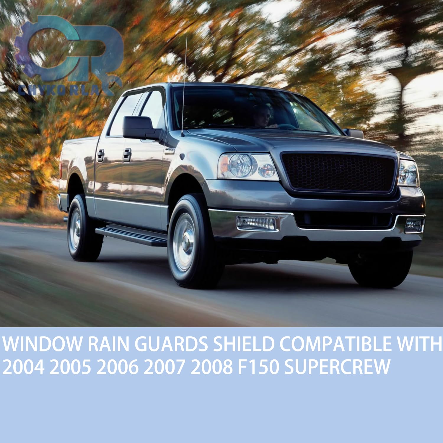 Window Visors Rain Guards Shield Fit For 2004 2005 2006 2007 2008 F150 Supercrew, Outside Mount Vent Visors Shades, Smoke Tinted