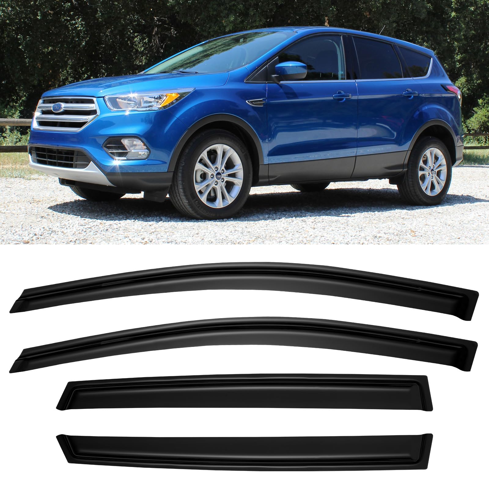 Cxdar Window Rain Guards Visors For 2013-2019 Ford Escape, Out-Channel Window Vent Wind Deflectors Shades For 13-19 Escape