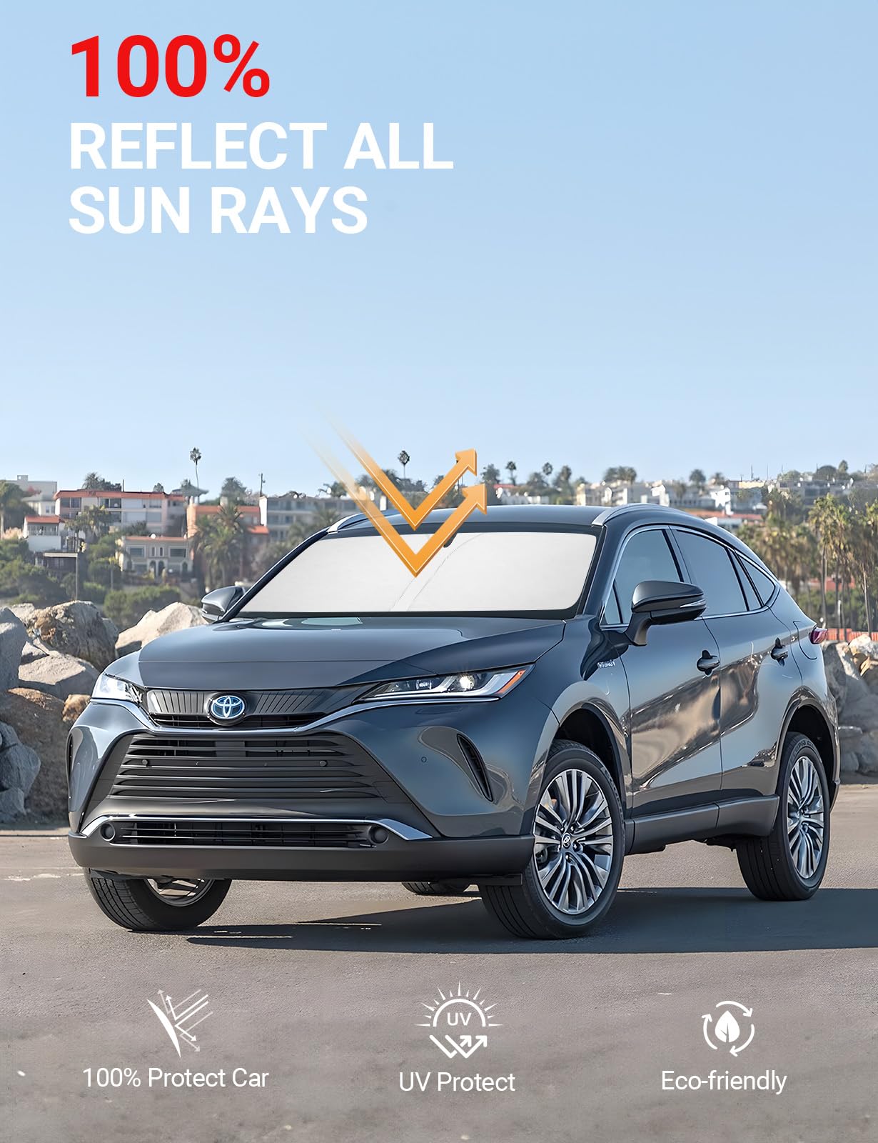 Proadsy Front Windshield Sun Shade Foldable Sunshade Protector Custom Fit 2021 2022 2023 2024 2025 Toyota Venza, LE, XLE, Limite