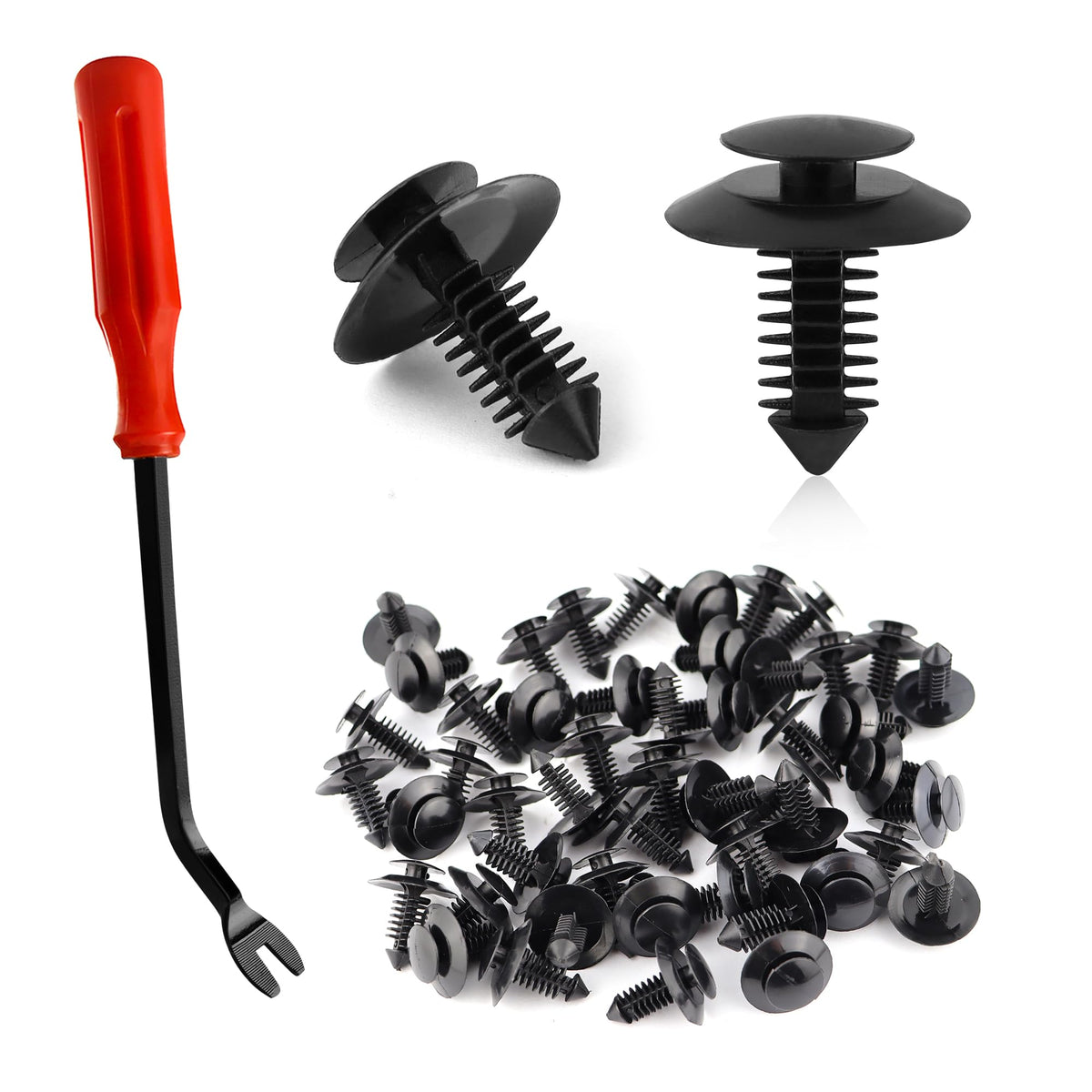 Door Trim Panel Retainers 50Pcs Rivets With Red Fastener Automotive Rivet Retainer Fender Bumper Fasteners Clips For Ford Lincol