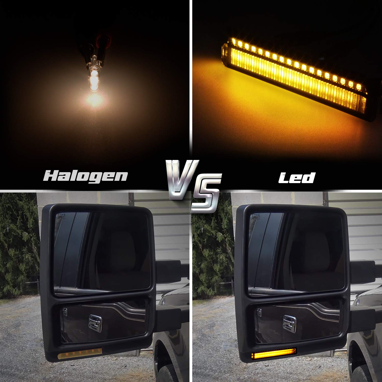 Ruxifey Sequential Switchback Led Side Mirror Turn Signals Running Lights Smoked Compatible With Ford F150 Expedition, Lincoln Mark Lt