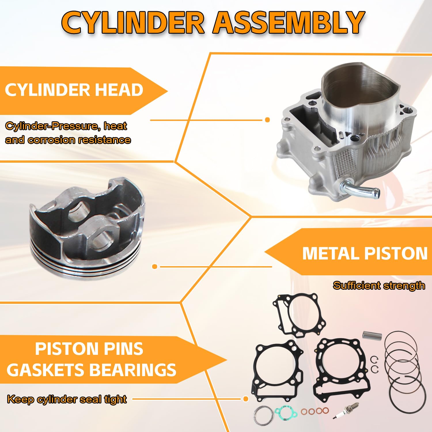 Pangolin Ltz400 Top End Kit Ltz 400 Cylinder Gasket Top End Rebuild Kit 434Cc Bore Size 94Mm 11191-13E00 For Suzuki Ltz 400 Models 2003-2014, For Dr-Z400 2000-2015, For Kawasaki Kfx400 2003-2006 Parts