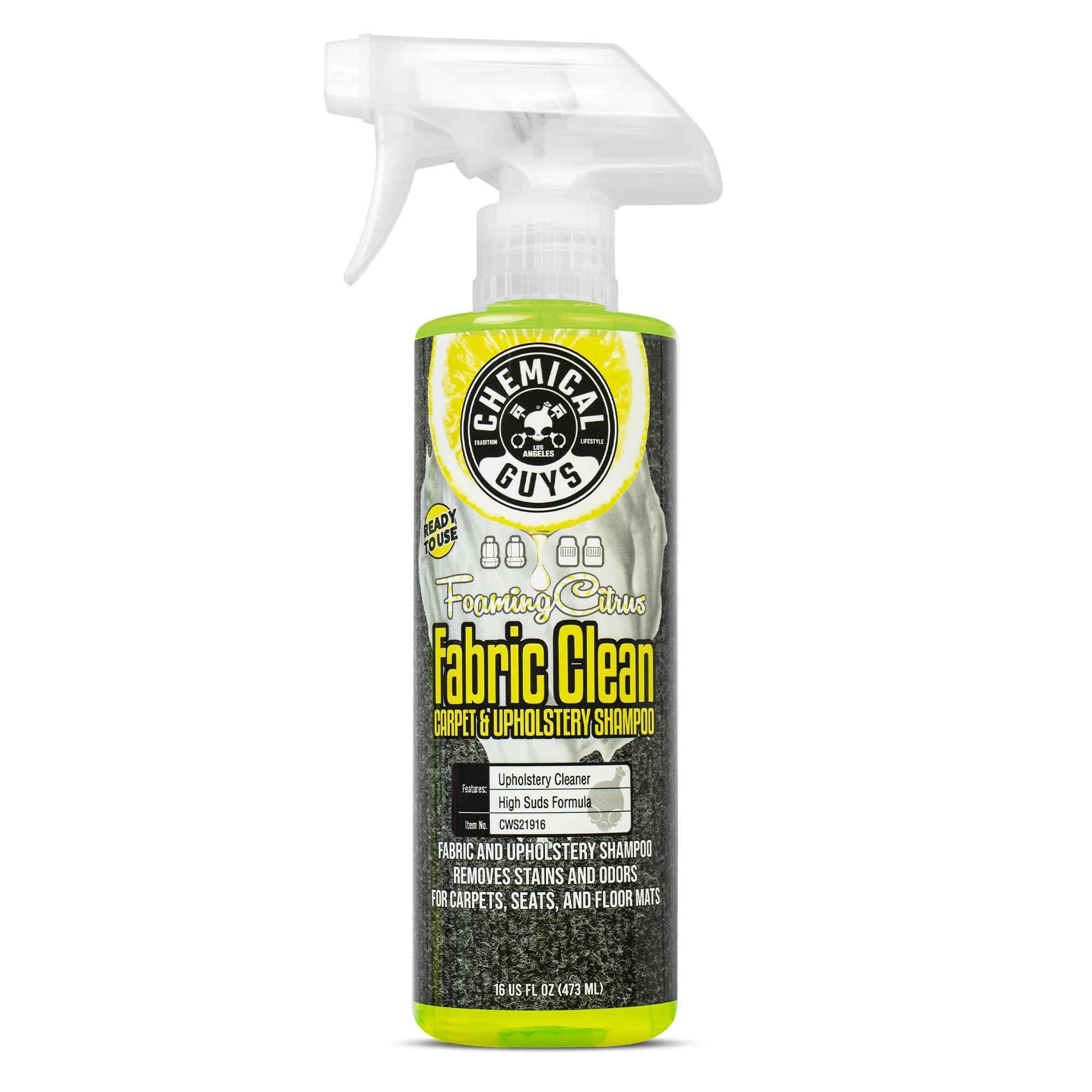 Chemical Guys Cws21916 Foaming Citrus Fabric Clean Carpet & Upholstery Cleaner, Ready To Use, Sprayable (For Carpets, Seats & Fl