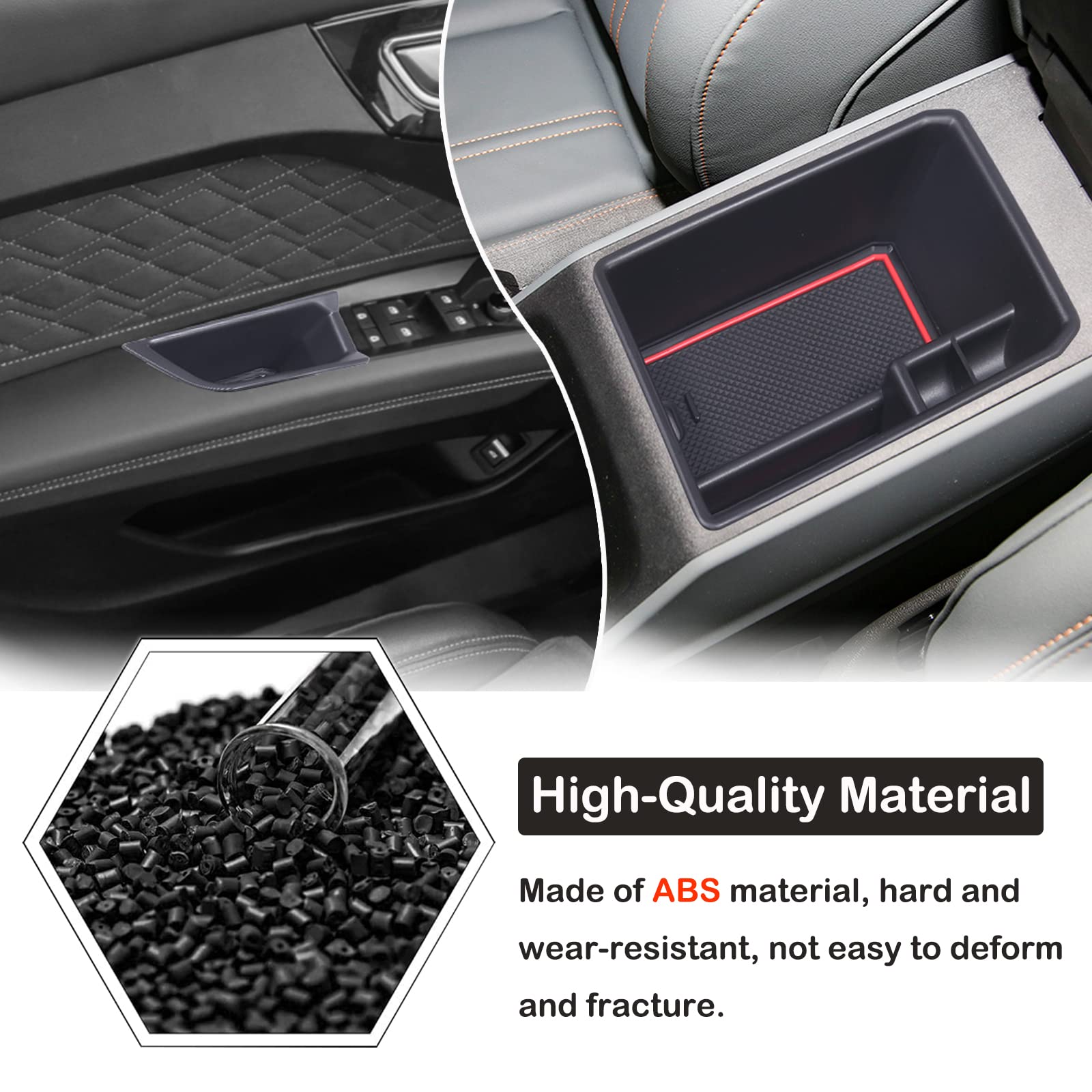 Audi Q4 E-Tron 2022-2024 Center Console Organizer Tray - Compatible with Front, Rear, Side Door Handles - Armrest Storage Box wi