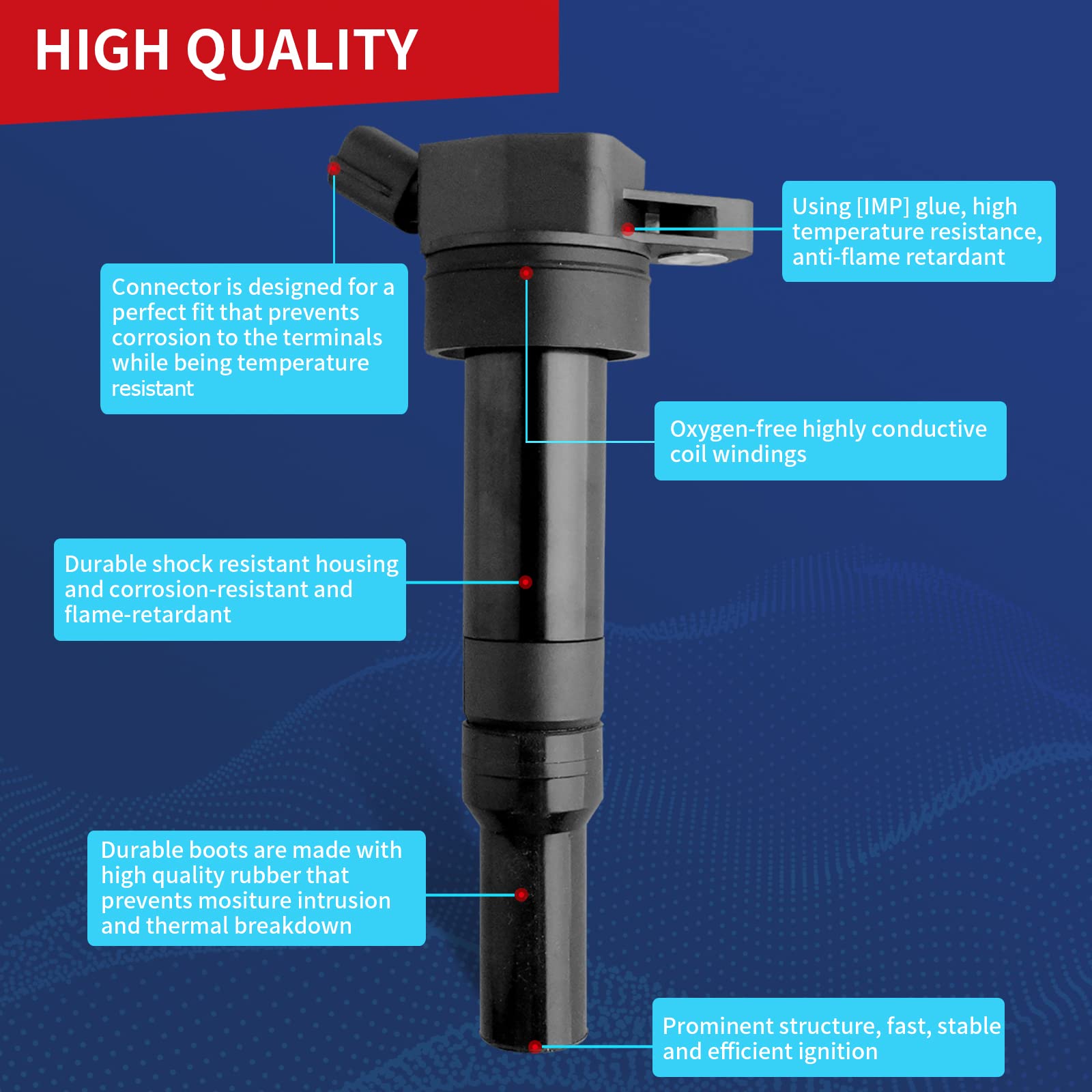 Drcax Oem Ignition Coil Uf651 5C1861 C1804 Compatible With 2014-2015 Kia Soul Forte Hyundai Tucson Elantra Gt(1.8L 2.0L Only) -