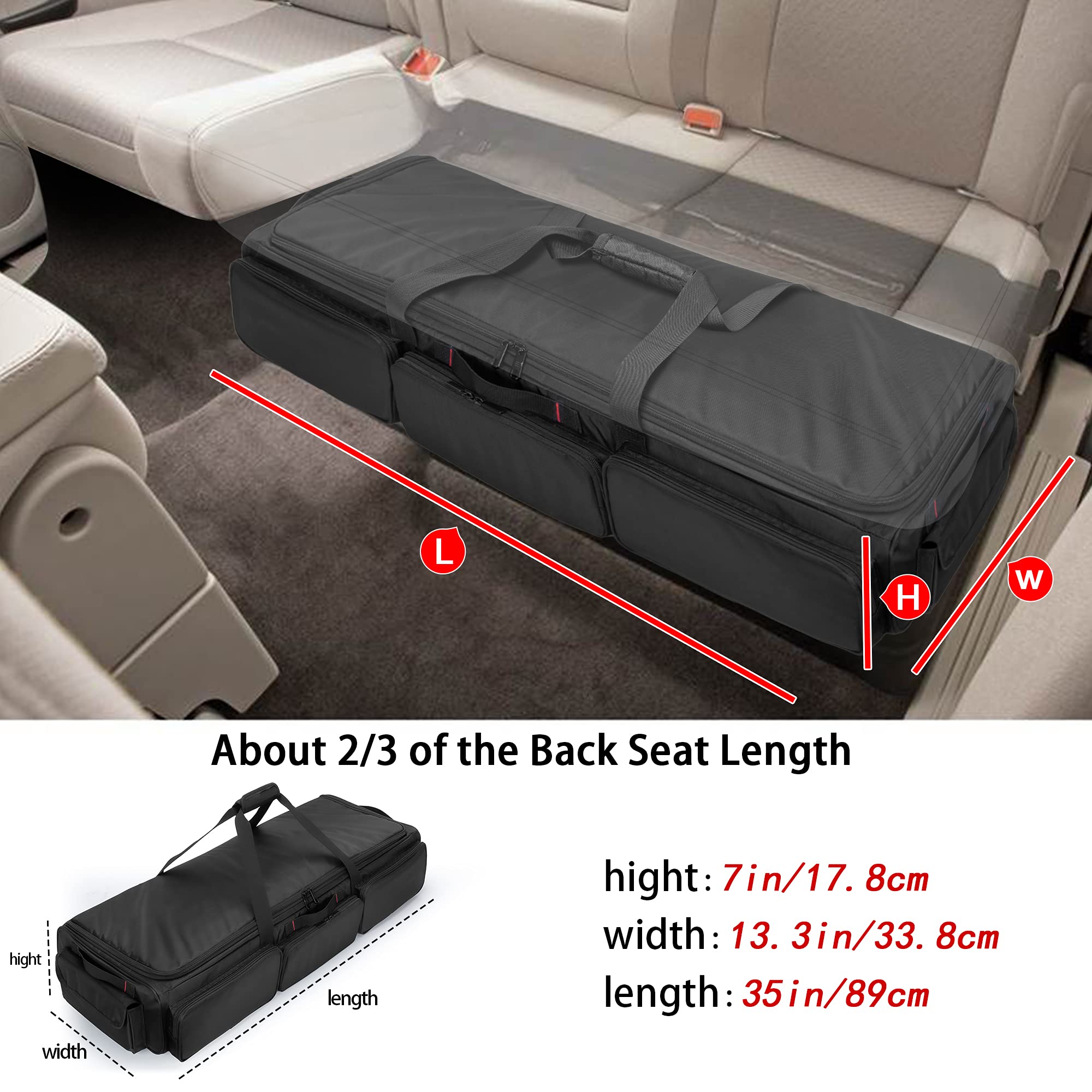 Samdew Underseat Storage Bag Fit For Supercrew Cab, Truck Under Seat Organizer With 4 Detachable Inner Dividers & Anti-Slip Bottom For Full Size Trucks, Black