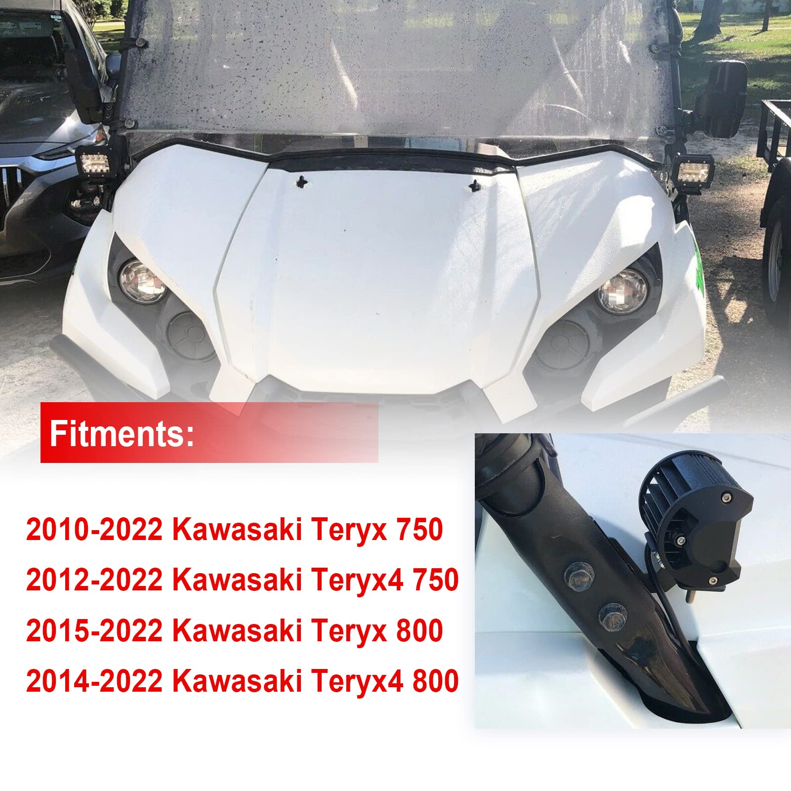 Front Side Pillar Roll Cage Light Pod Mounting Brackets Compatible With Kawasaki Teryx Teryx4 750 800 2010-2024