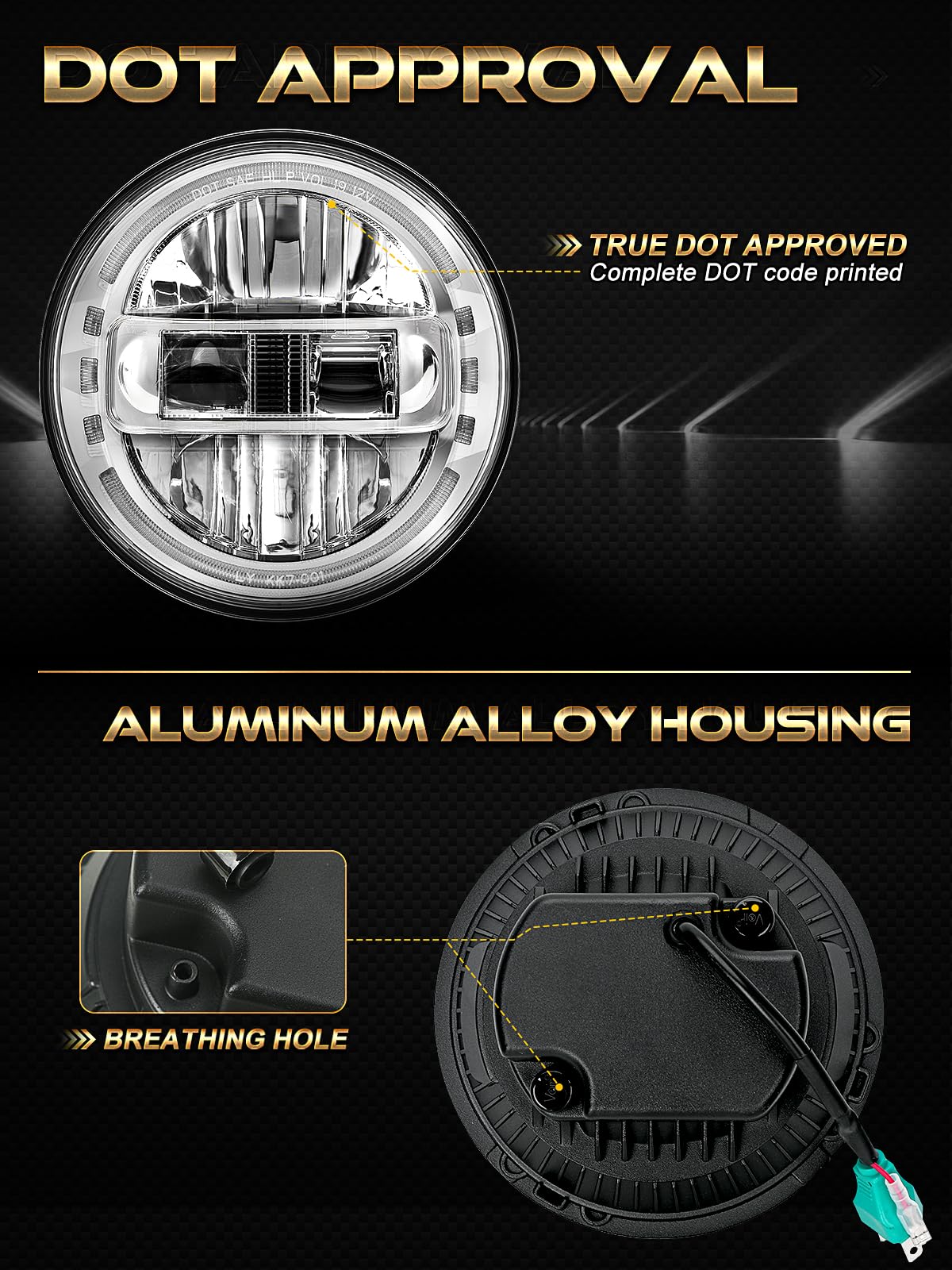 Audexen Upgraded 1200% Bright 7 Inch Led Headlights Round Jk 7'' Headlight Compatible With Jeep Wrangler Jk Jku Lj Tj 1997-2018