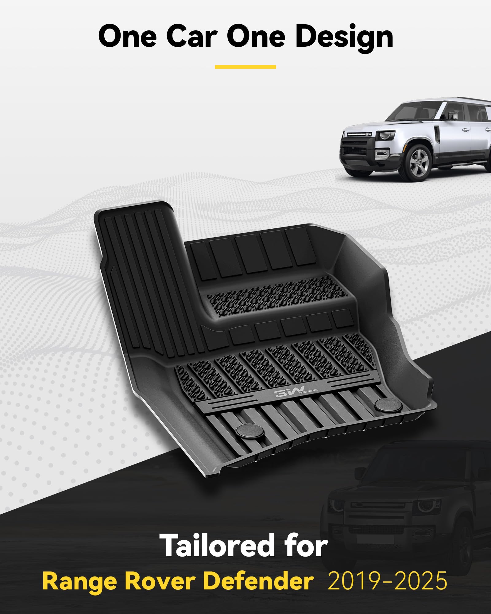 3W Floor Mats&Cargo Liner Fit Land Rover/Range Rover Defender 110 2020-2024 2025 (Not For Defender 110S/Rubber Flooring), Tpe Al