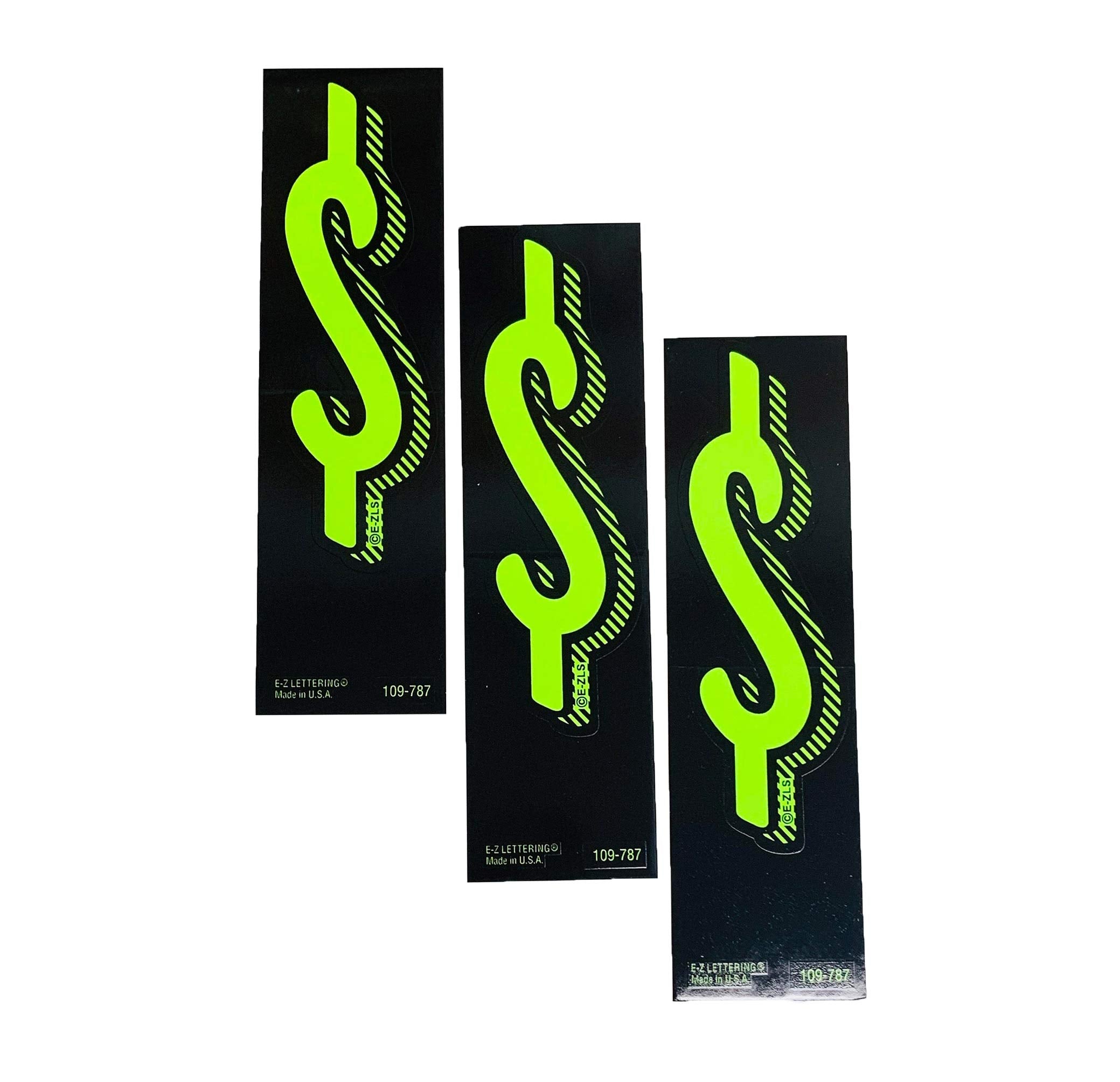 EZ Line Vinyl Decals for Cars Chartreuse Large Number Stickers Windshield Pricing Number (Dollar Sign $)