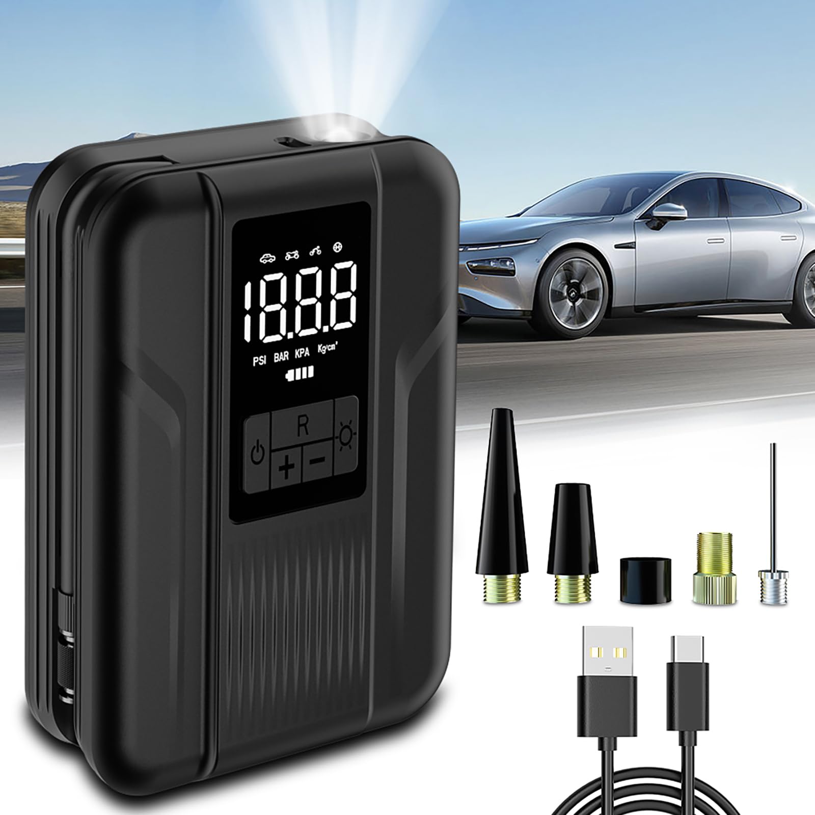 Tire Inflator Portable Air Compressor Portable Air Pump for Car Tires Inflator 150 PSI & 5000mAh Battery Tire Pump for Motorcycl