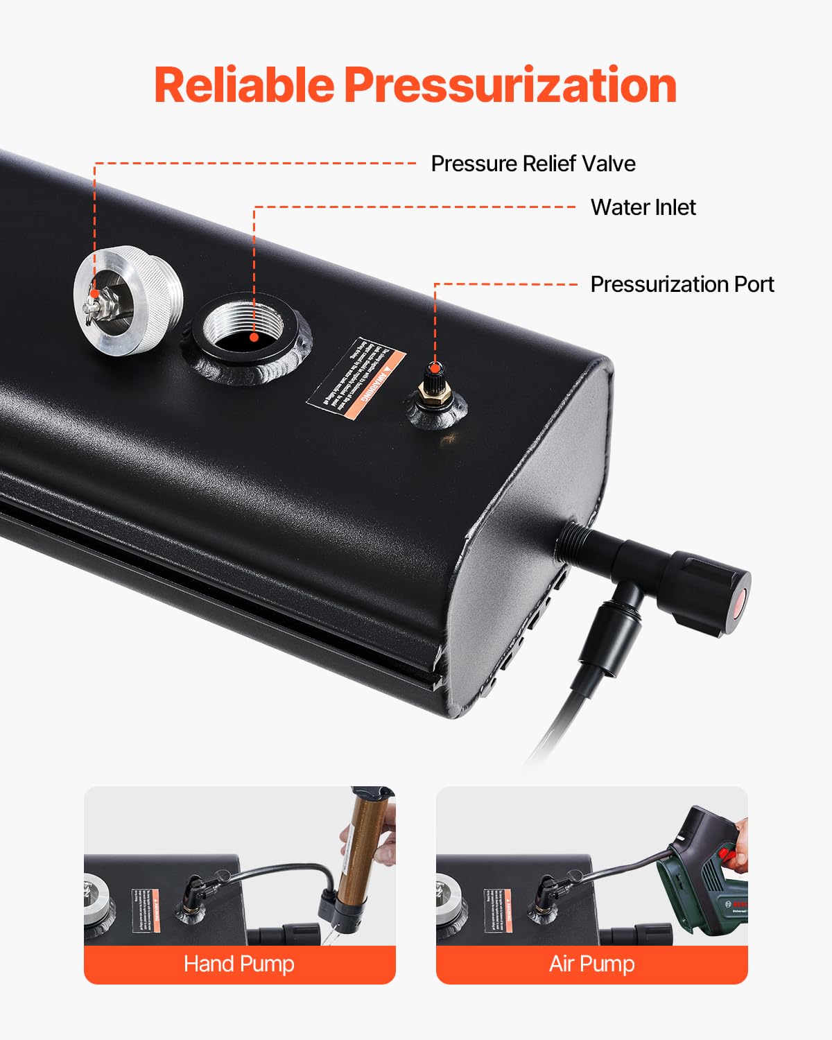 VEVOR Pressurized Water Tank, 4.5 Gal, Lightweight Aluminum Metal, Multi-Dispensing Outdoor Roof Rack Water Tank with 2 Splash-G