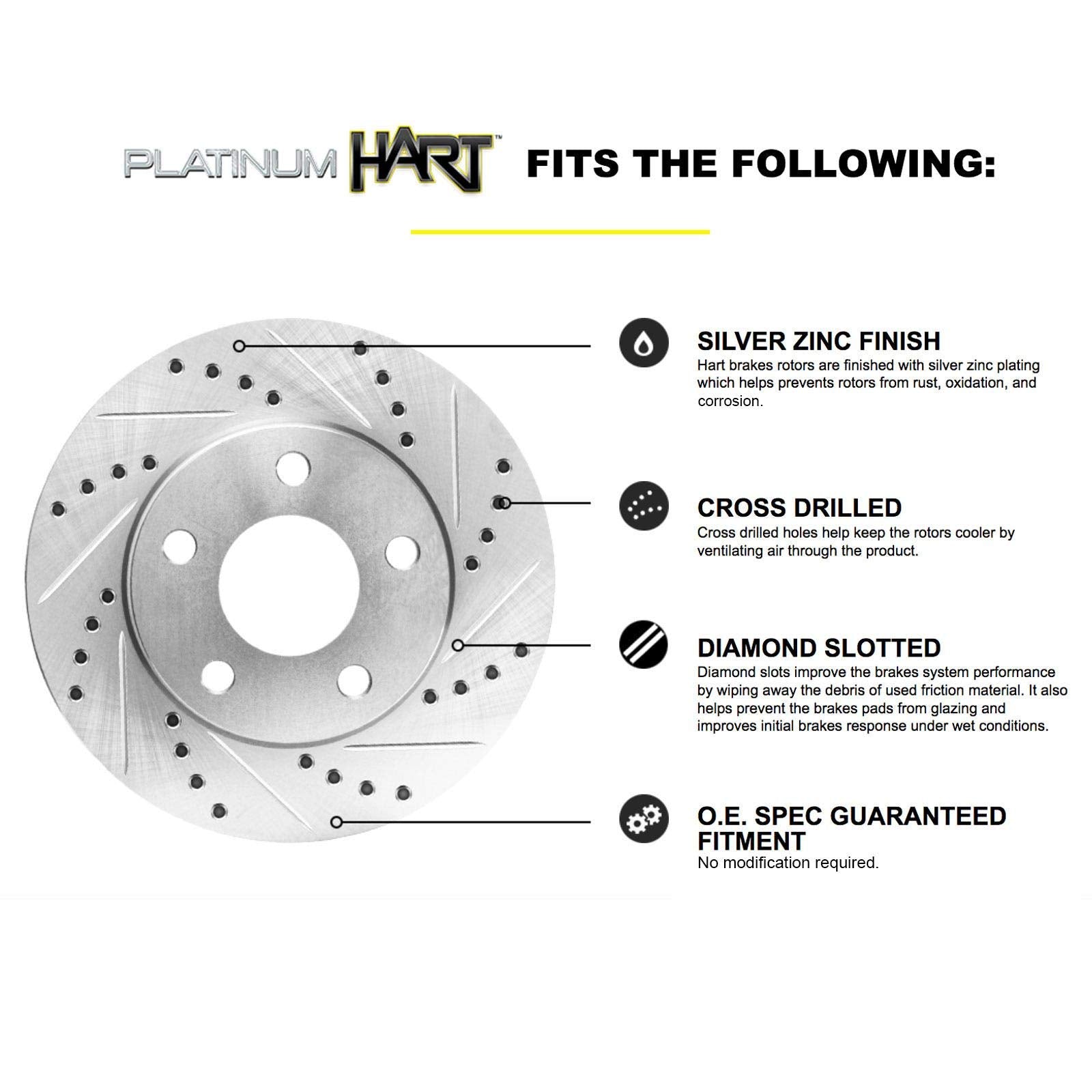 Hart Brakes Front Brakes And Rotors Kit |Front Brake Pads| Brake Rotors And Pads| Ceramic Brake Pads And Rotors - Phcf.40100.02