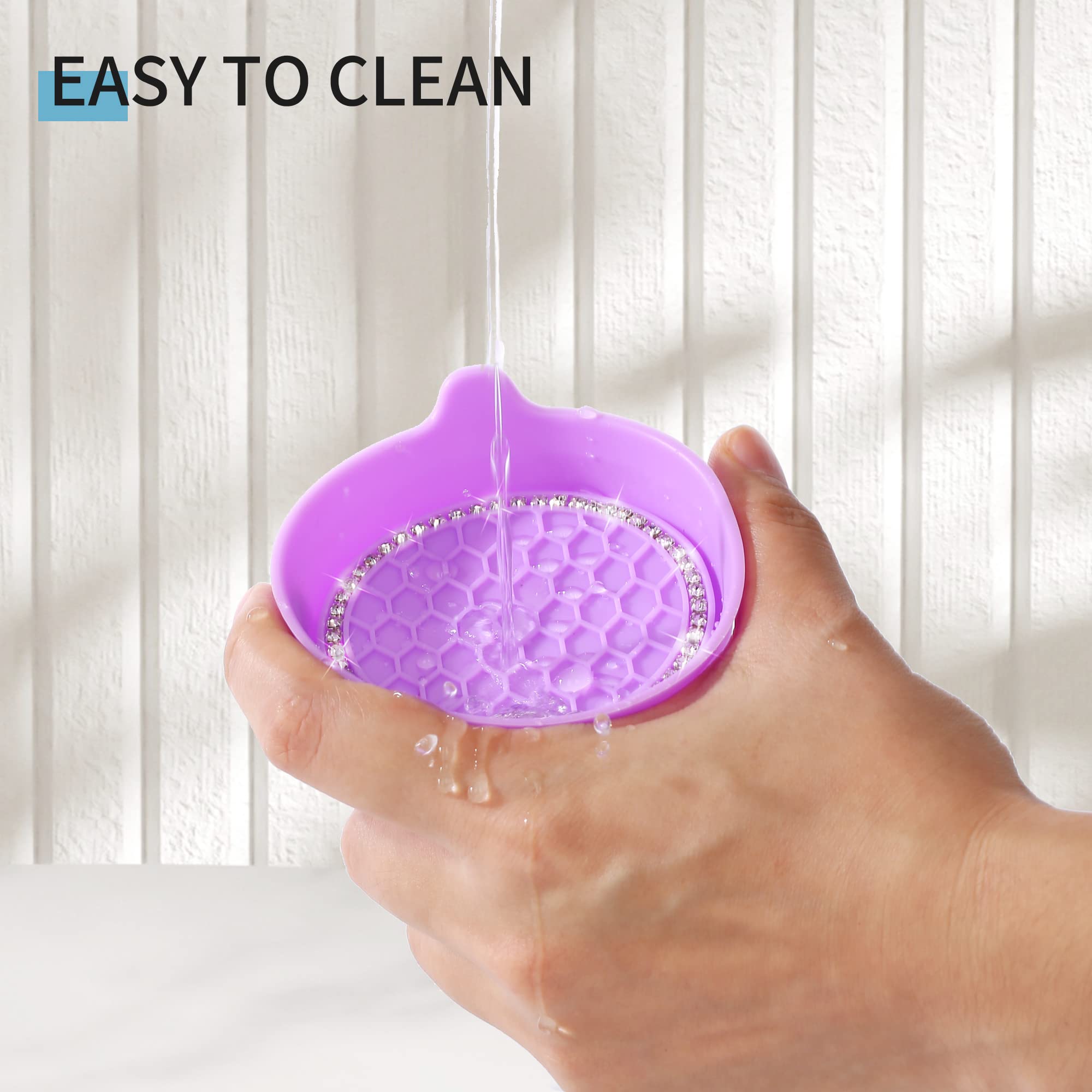 Amooca Car Cup Coaster Universal Non-Slip Cup Holders Bling Crystal Rhinestone Car Interior Accessories 4 Pack Purple