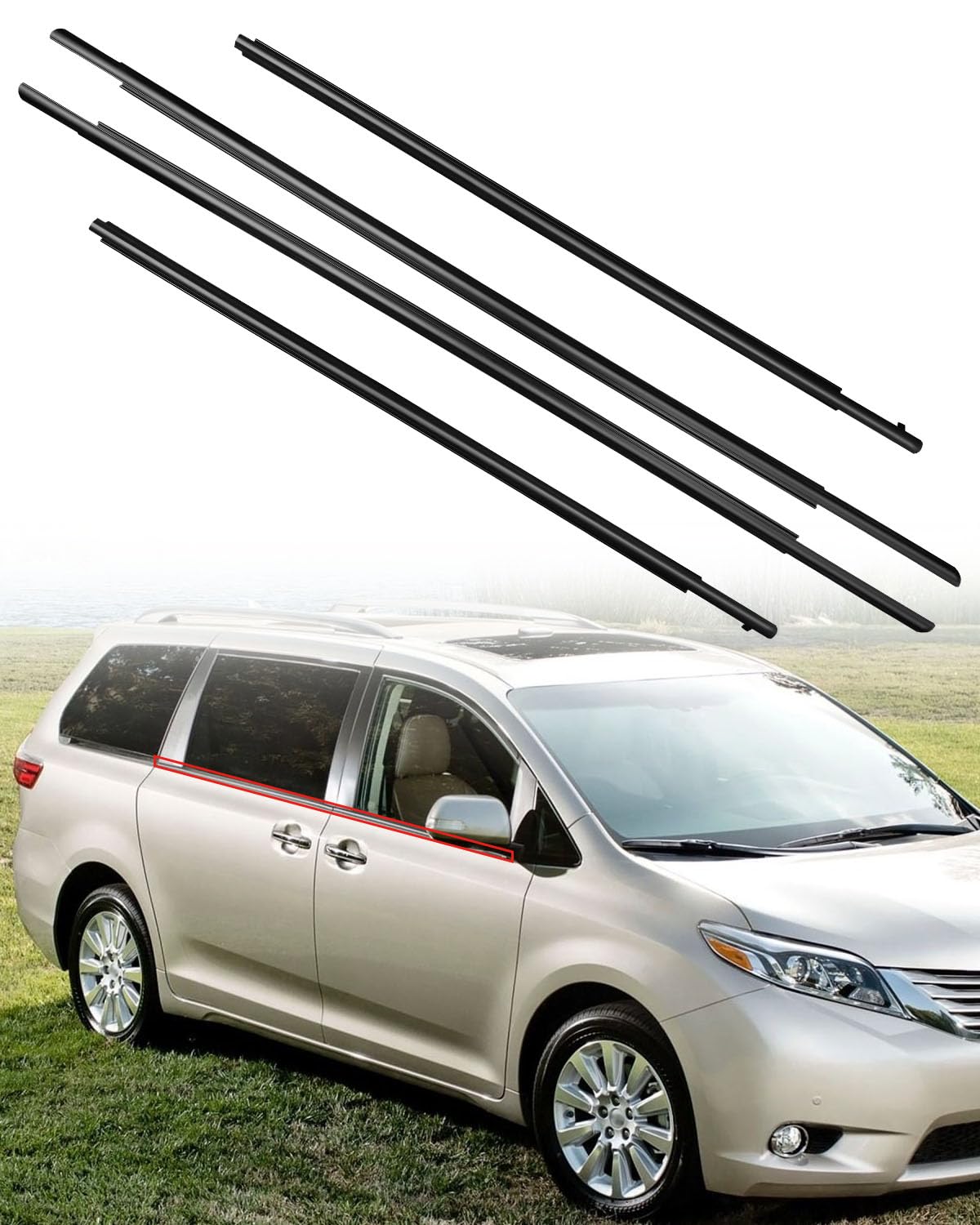 Weatherstrip Window Moulding Trim Seal Belt Fit For Toyota Sienna 2011-2020 Replace 6816008020 6818008020 6821008020 6823008020