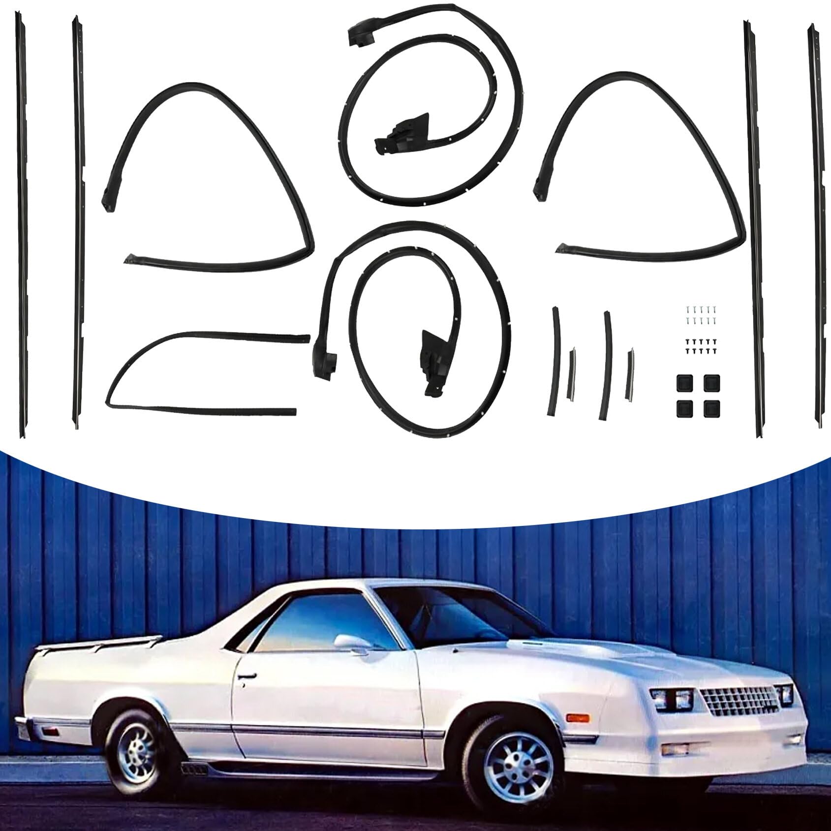 ANTUKO Black 17PCS Tailgate Door Weatherstripping Seal Kit Replacement for 1978-1987 El Camino Caballero
