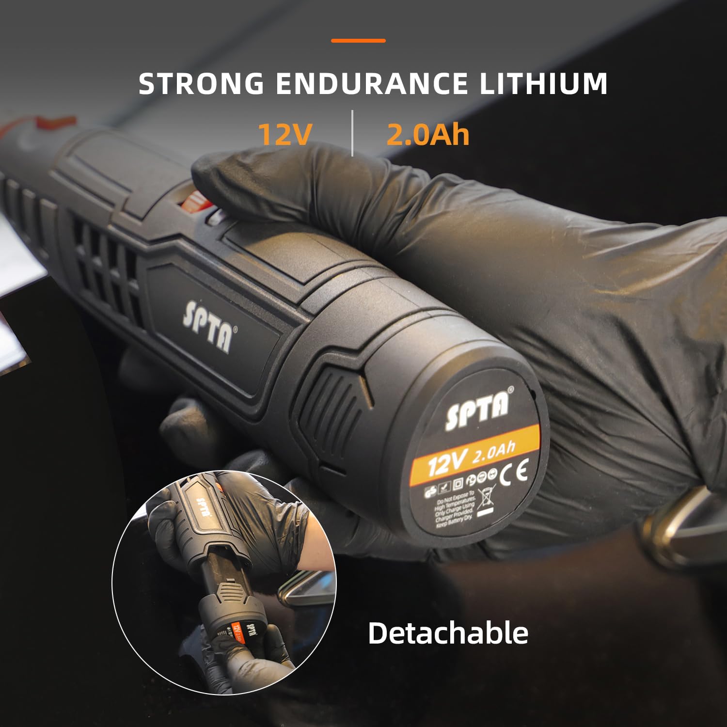 Cordless Rotary Tool, SPTA Cordless Mini Car Polisher, 36Pcs 12V Li-ion Battery IVT 5,000-25,000 RPM Small Buffer Polisher Polis