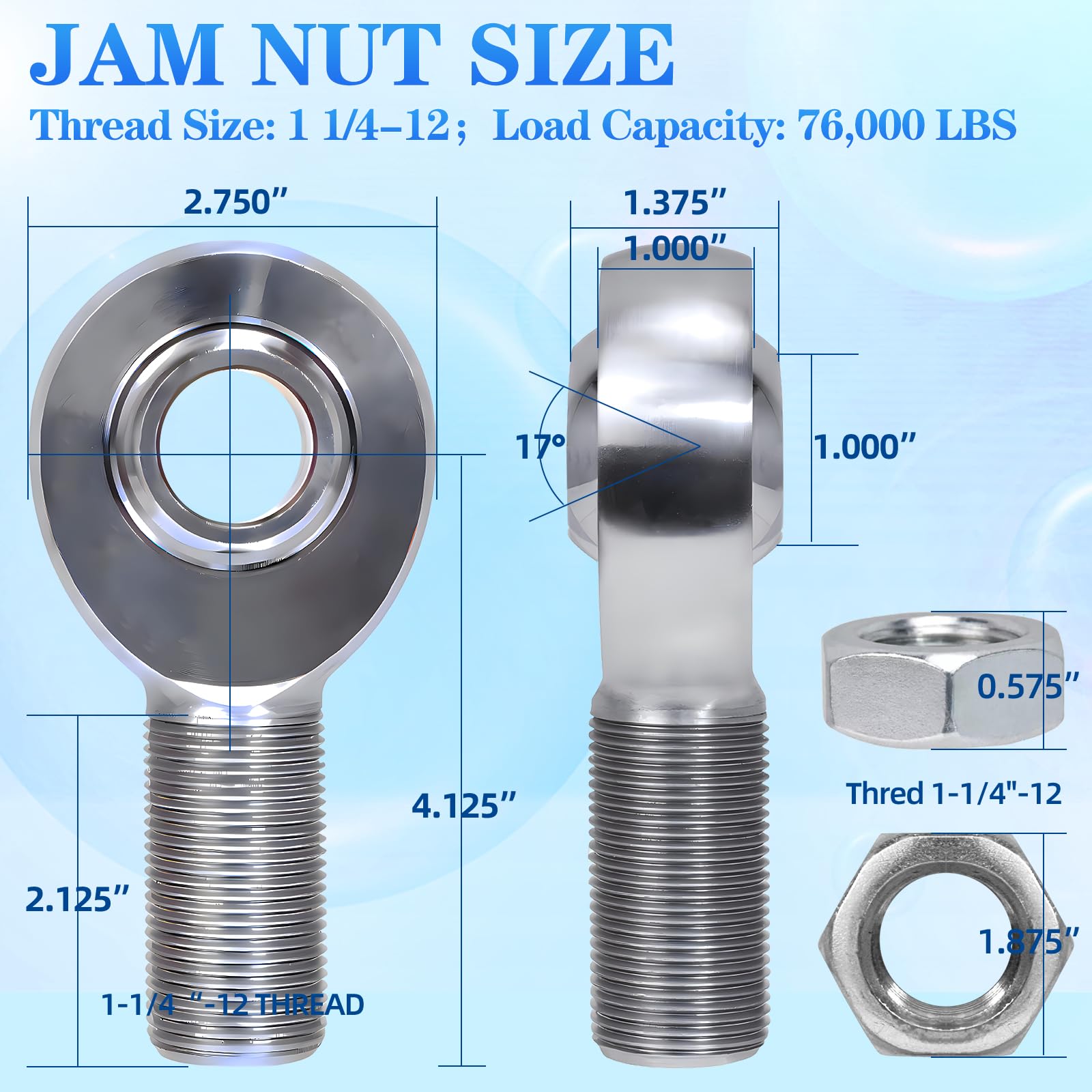 YIFUOK 1.25'' Heim Joint Rod End kit w/Spacer,Tube Adapters & Jam Nuts,RH & LH Hand Thread 1 1/4'' Chromoly Panhard Bar Kit for