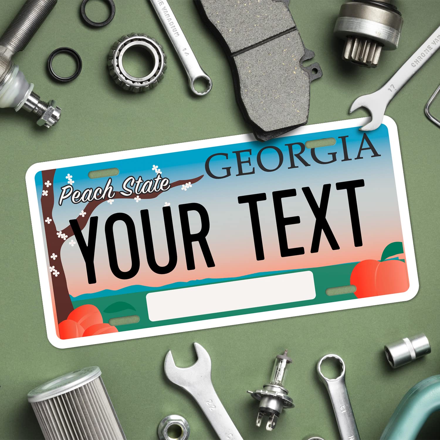 Custom Georgia License Plate, Personalized 50 States Fake License Plate For Front Of Car Sign 6X12 Inches, Rust Free .040 Aluminum, Fade Resistant, Made In Usa By Sigo Signs