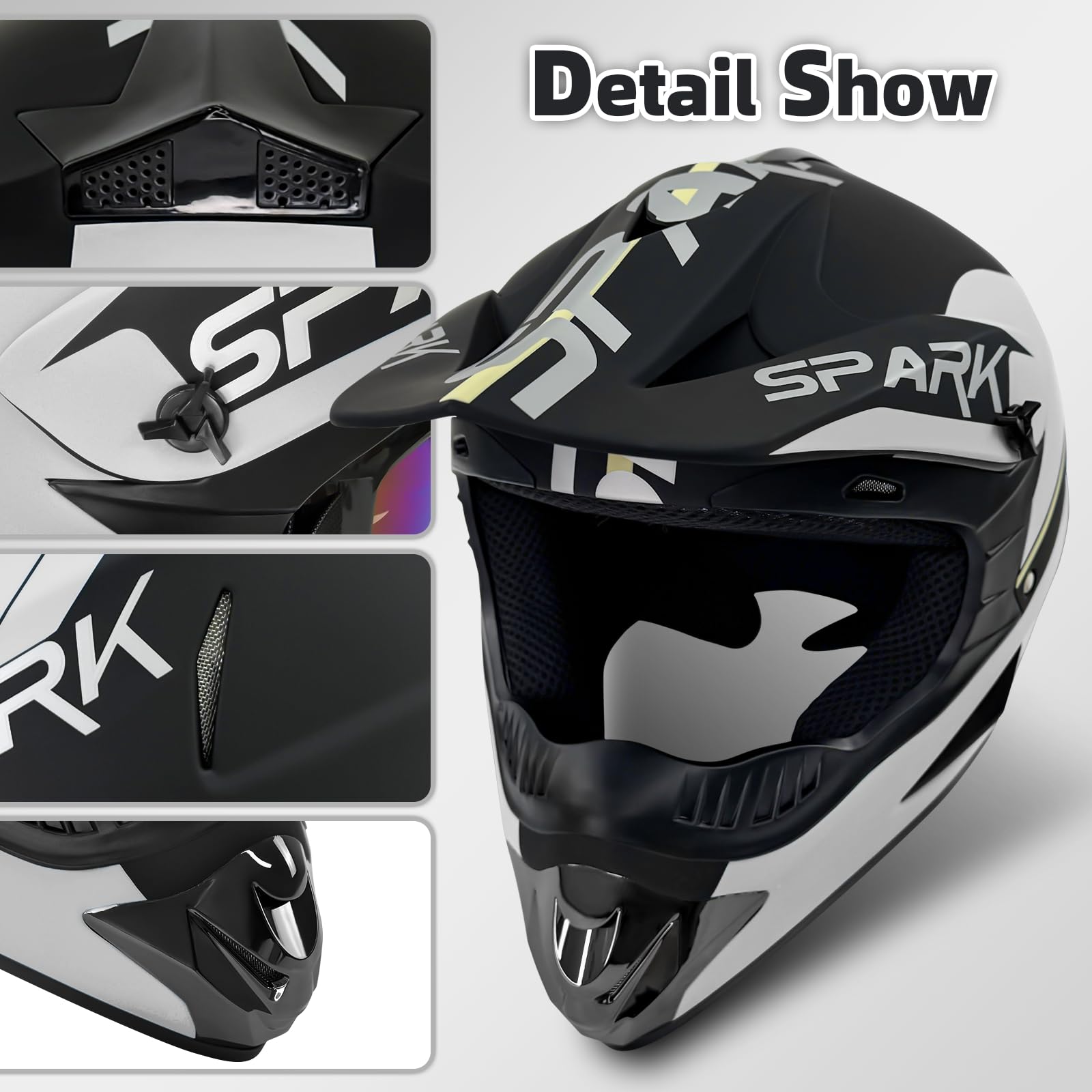 Dirt Bike Helmets Youth Motocross, Motorcycle, Bmx, Atv, Off-Road, Kids Four Wheeler, Moutain Bike Helmets Dot Approved Goggles