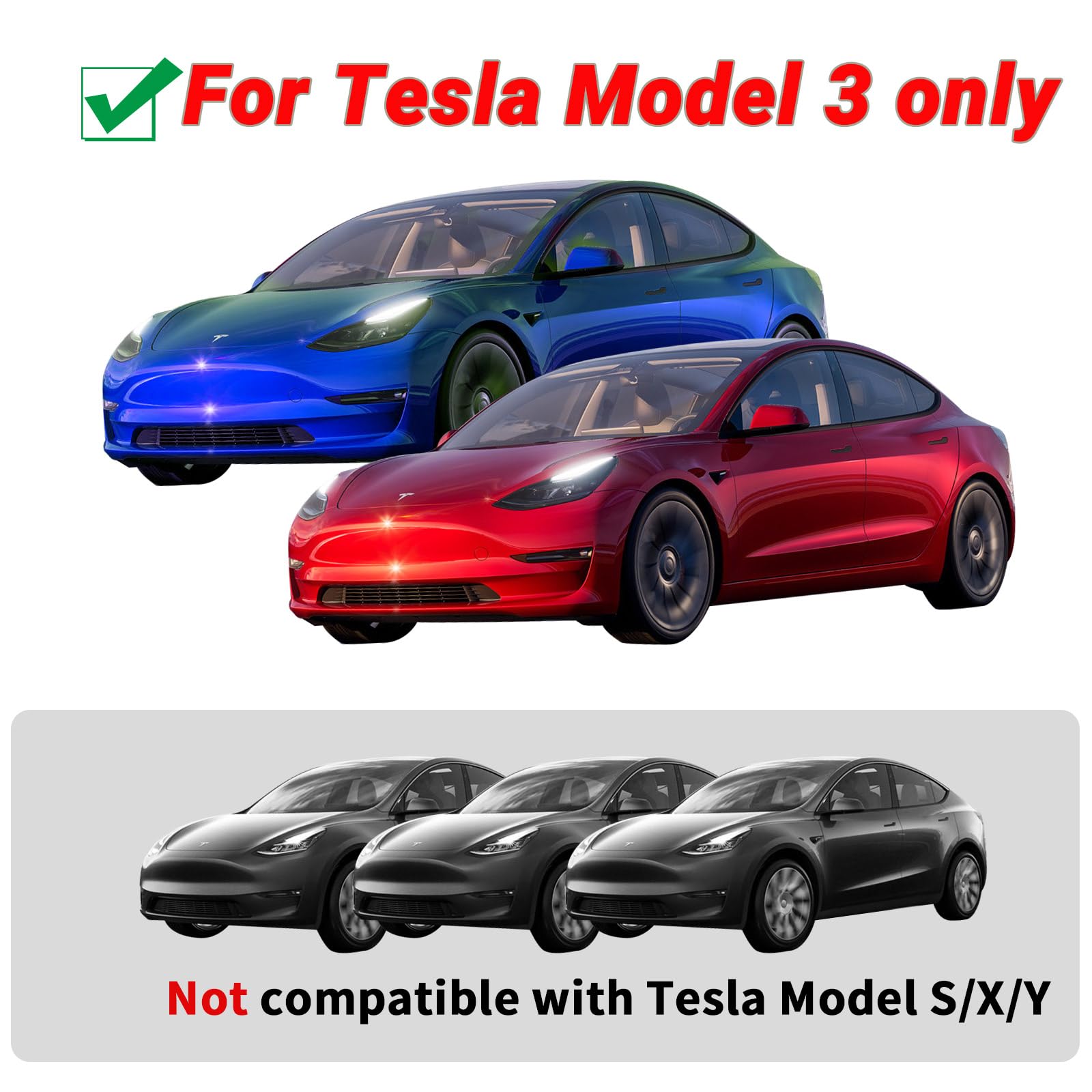 Emblem Accessories For Tesla Model 3 Logo Sticker 2023 2022-2017 Model 3 Decals (Black)