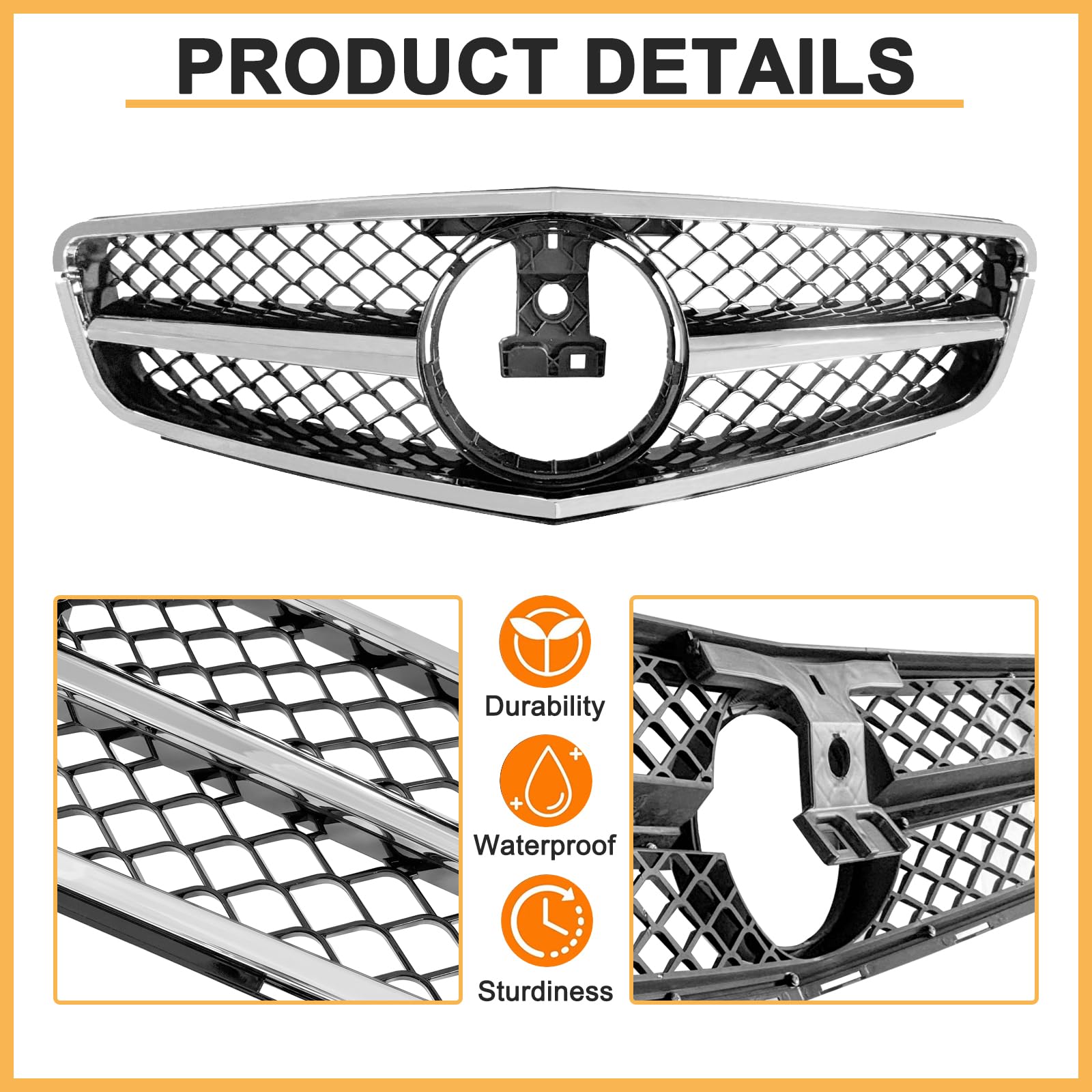 DIBON AUTO W204 Grill Front Grille Compatible with 2008 2009 2010 2011 2012 2013 2014 Mercedes Benz W204 C Class C250 C300 C350