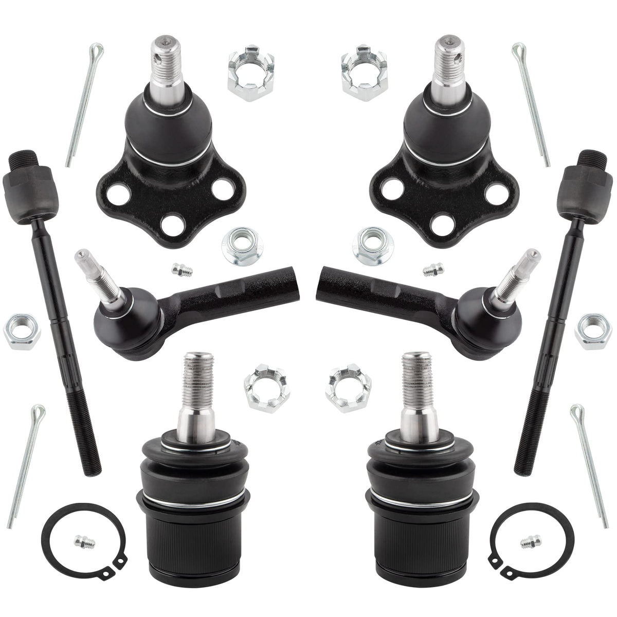 BOXI (Set of 8) 4WD Front Upper Lower Ball Joints Inner Outer Tie Rods Front Suspension Kit Fit for Dodge Dakota 2000-2004 | for