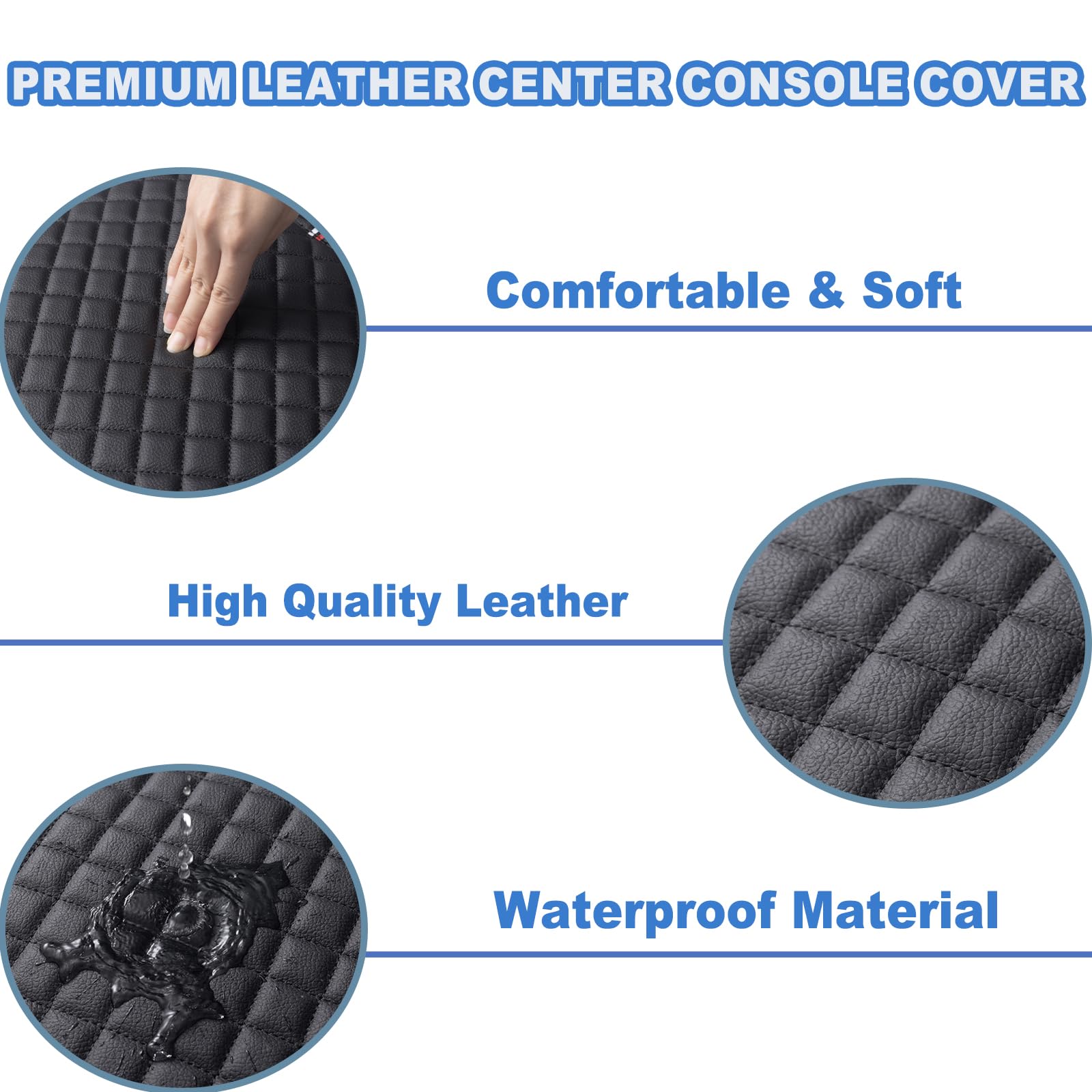 Pimcar Center Console Cover For Ford F150 2025 2024 2023 2022 2021 Pu Leather Armrest Cushion Protector Interior Accessories (On