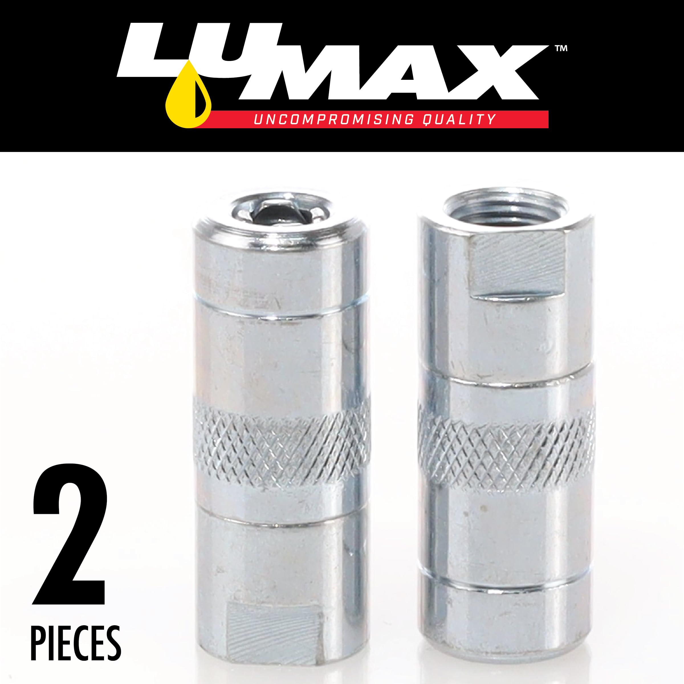Lumax Lx-1400-2 Silver 1/8'' Npt Standard Grease Coupler (Pack Of 2). Standard Grease Coupler. Fits All 1/8'' Npt Threads. 4500