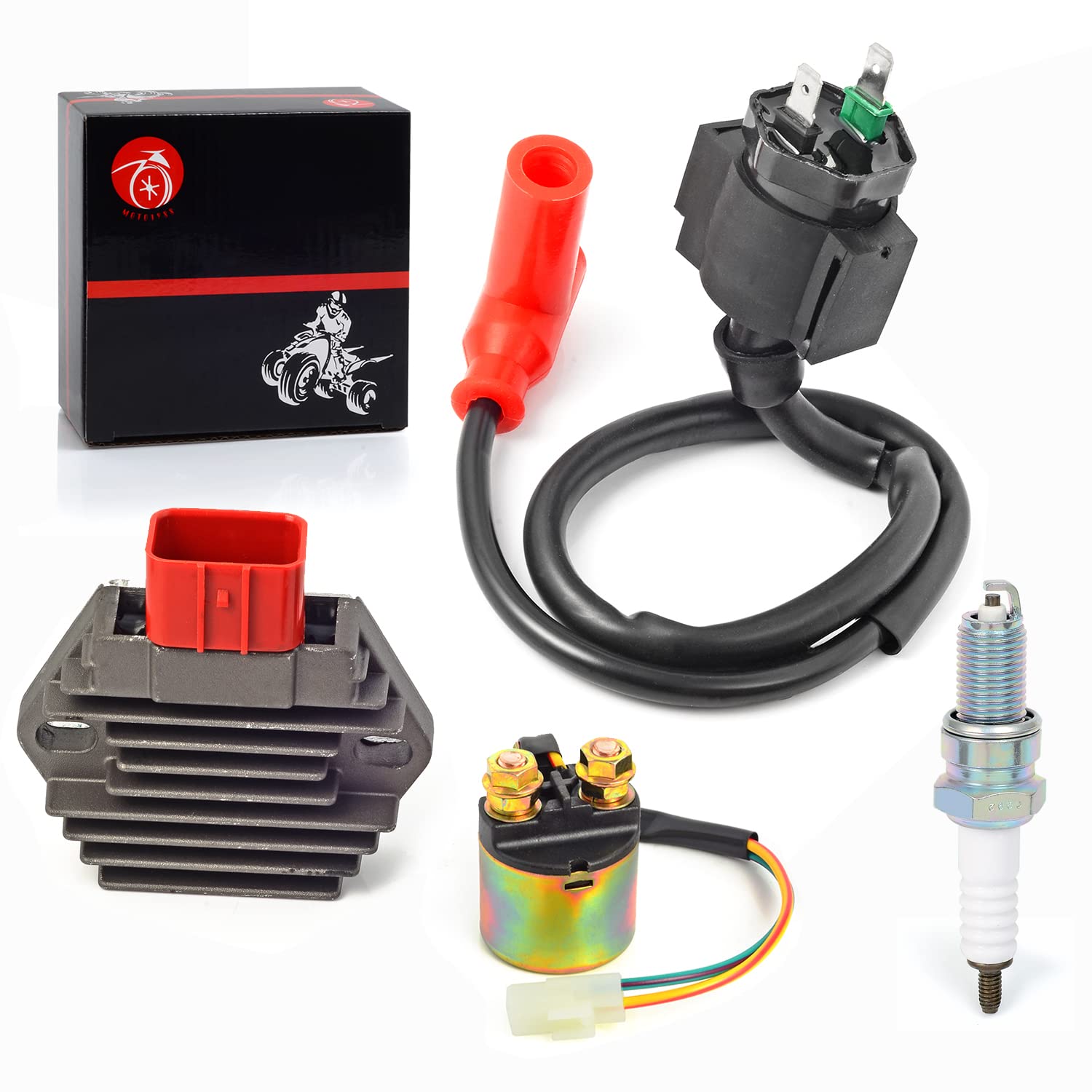 Regulator Rectifier & Relay Ignition Coil Spark Plug Kit For Honda 2000-2006 Rancher 350 350Es 350S 1998-2001 Foreman 450 Trx450