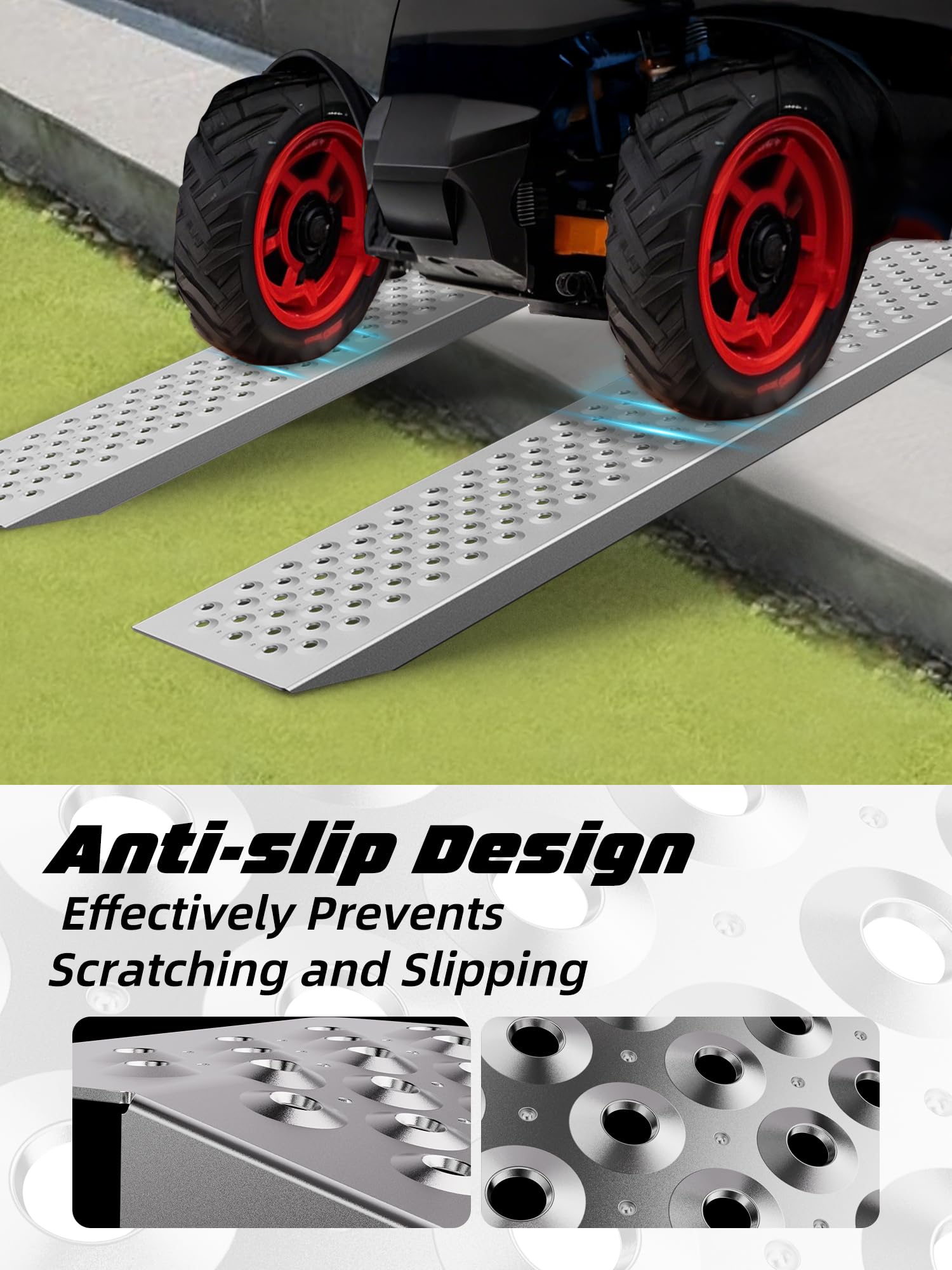 WHALEMOTOR Aluminum Shed Ramp 2PC, 4' Long 8'' Wide Loading Ramp for Riding Mower, 880 lbs Capacity for Lawn Mower, ATV, Motorcy