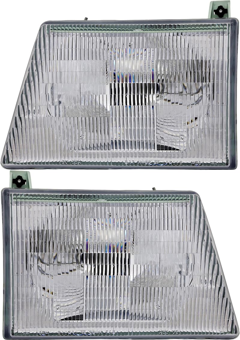For Ford E150 E250 E350 1992 1993 1994 1995 1996 Headlights Lamps Set Halogen Driver And Passenger Side