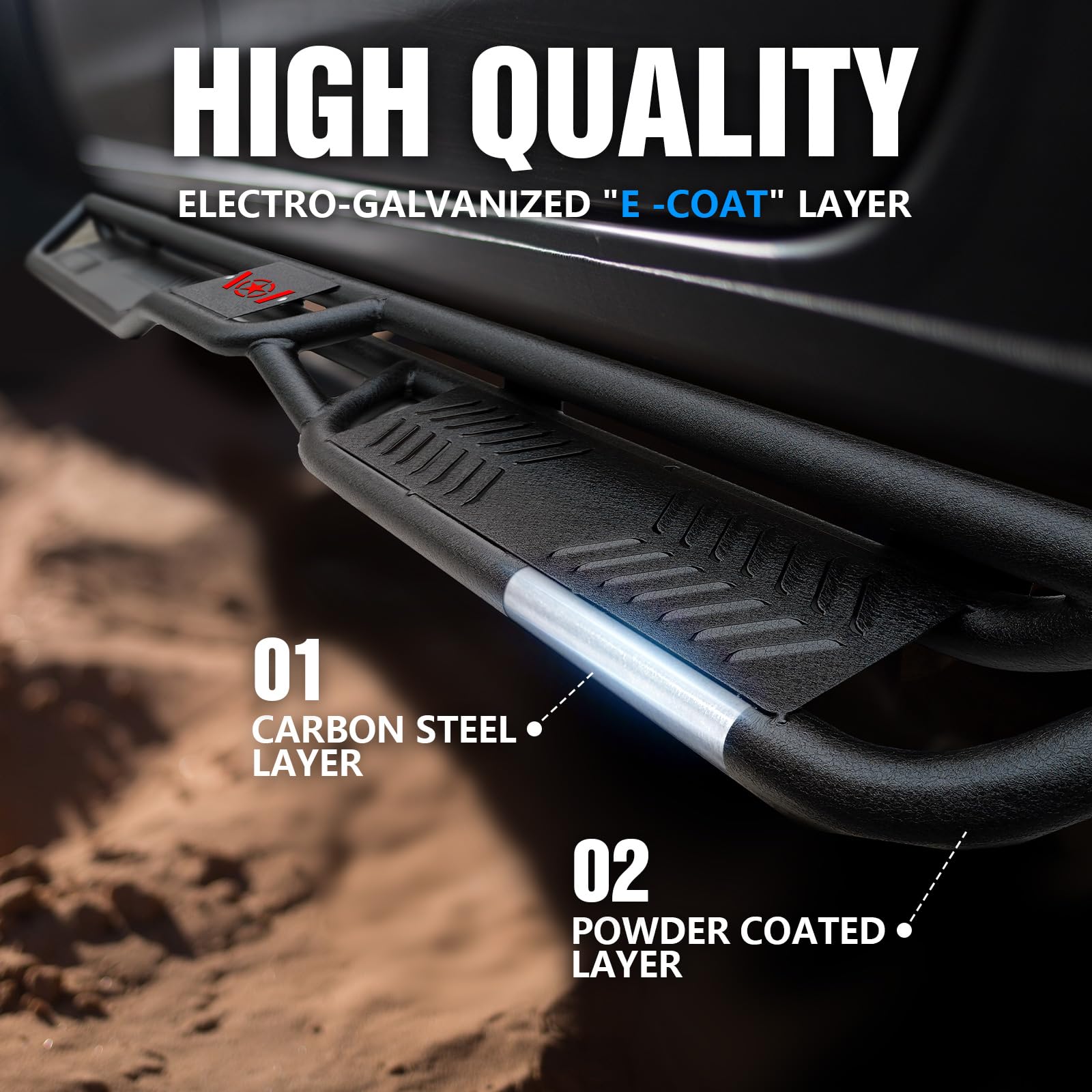 Yzona Crew Cab Running Boards Side Steps Compatible With 2019-2025 Chevy Silverado & Gmc Sierra 1500, 2020-2025 Chevrolet Silver