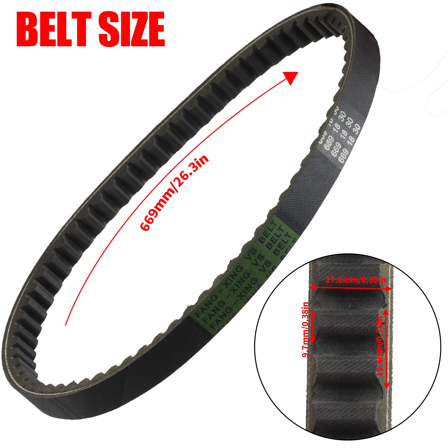 MRELC 139QMB Reinforced 669-18-30 Racing CVT Drive Belt Compatible with GY6 49cc 50cc