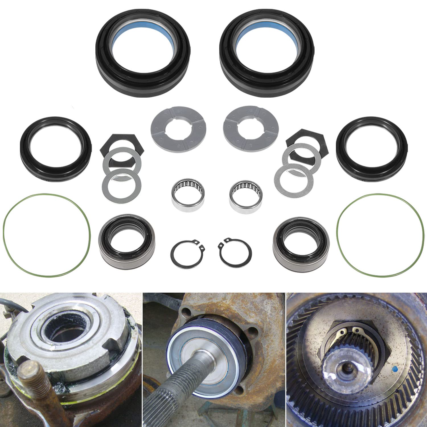 Outer Axle Dust Seal & Inner Tube Seal & Needle Bearing & Snap Ring & Thrust Washer Seals Kit Fit For Ford Super Duty Excursion 
