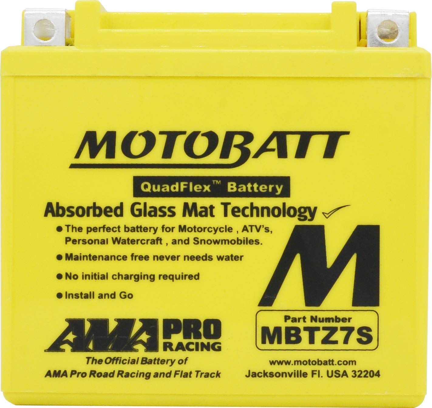 Motobatt 12 Volt 6.7 Ah Mbtz7S Sealed Maintenance Free Agm Battery