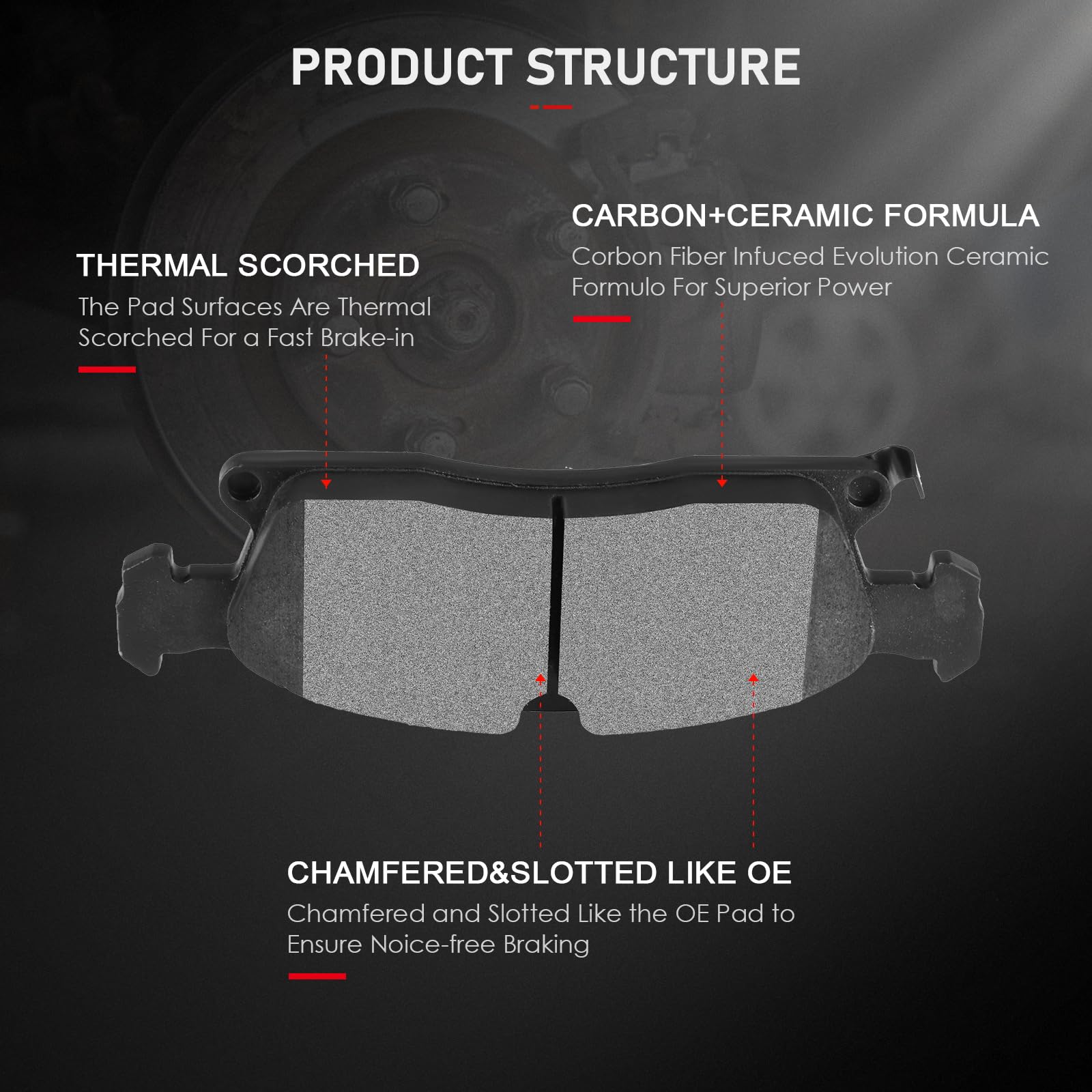 Cciyu D1455 Front Ceramic Brake Pads Kits 4Pcs Fit For Dodge For Durango,For Jeep Grand For Cherokee,For Mercedes-Benz Gl350,Gl4