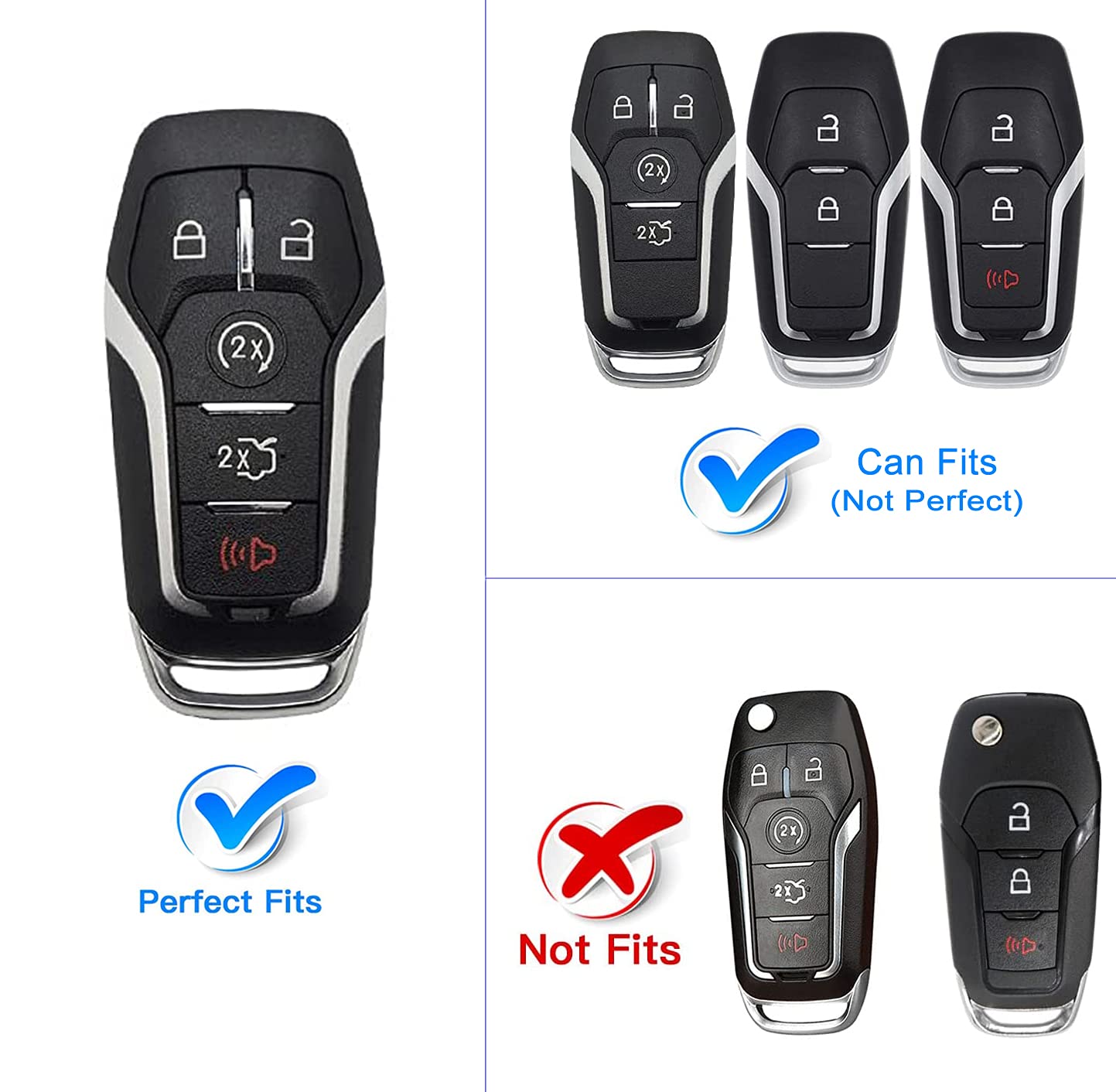 For Ford Key Fob Cover, Premium Soft Tpu Full Protection Key Fob Case For Ford Fusion Mustang F150 Edge Explorer Lincoln Mkz Mkc
